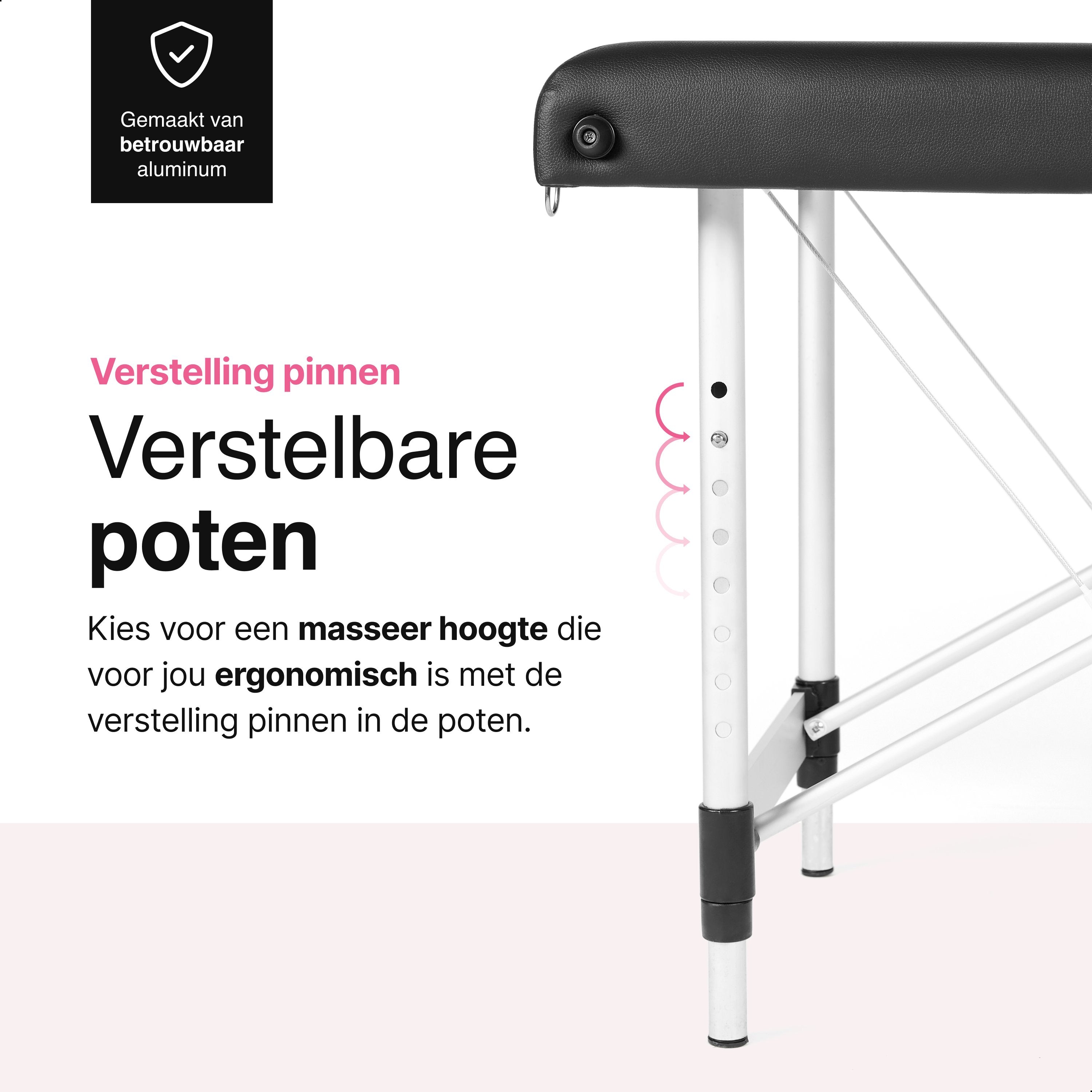 Vivid Green Massagetafel 3 zones - Inklapbaar - Max Draagvermogen 230 KG - 8 Hoogtestanden - Behandelbank - Behandeltafel - Bed - Incl. Opbergtas