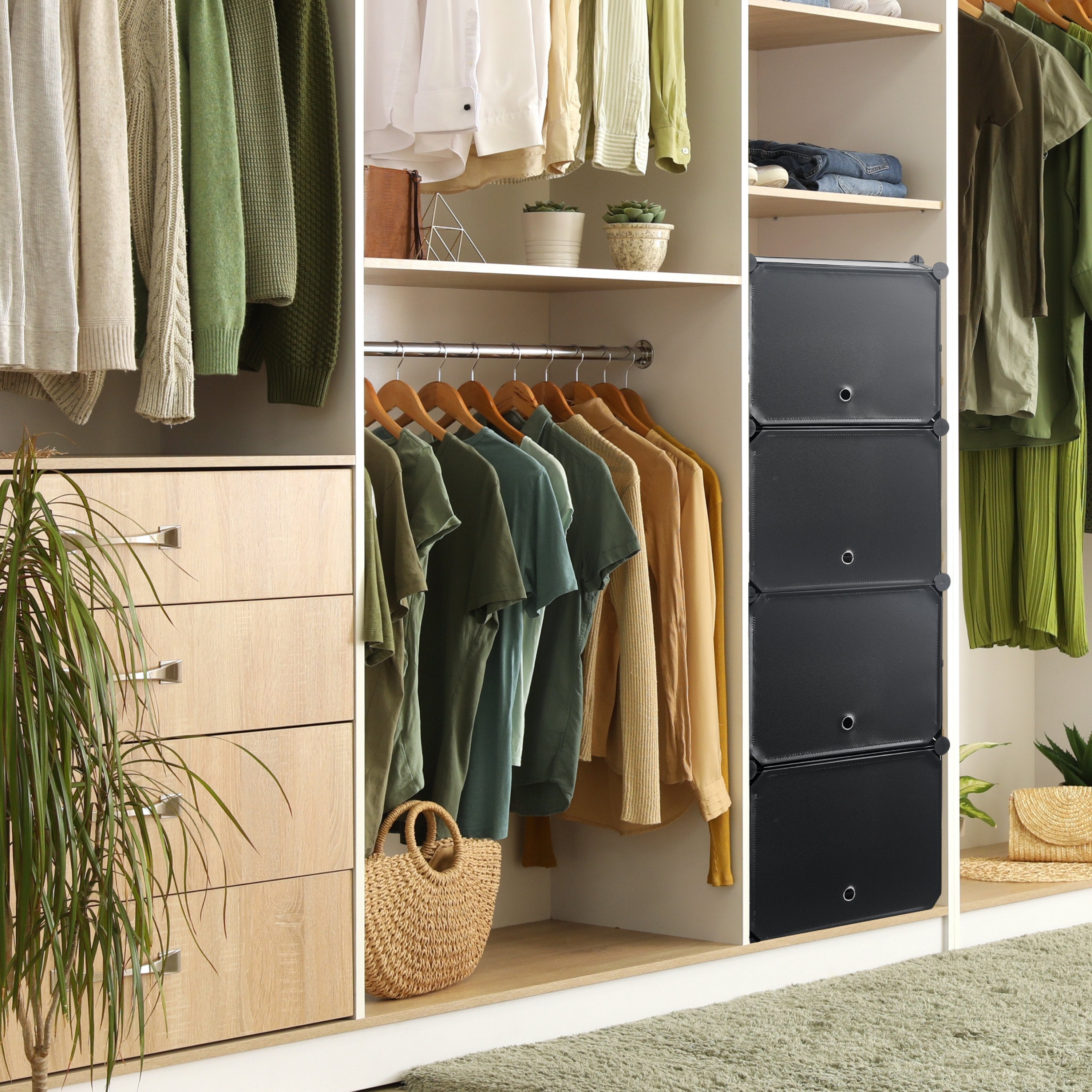 Schoenenkast 24 paar Schoenen - Verstelbaar - Schoenenrek - 6 vakkken - Geschikt voor Laarzen - 91,5*82*32,5 CM - Zwart - Vivid Green