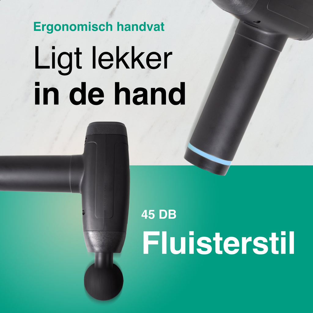 Vivid Green - Massage Gun met 6 Opzetstukken & Opbergcase - Professioneel - Sport en Relax Massage apparaat - Draadloos - Zwart