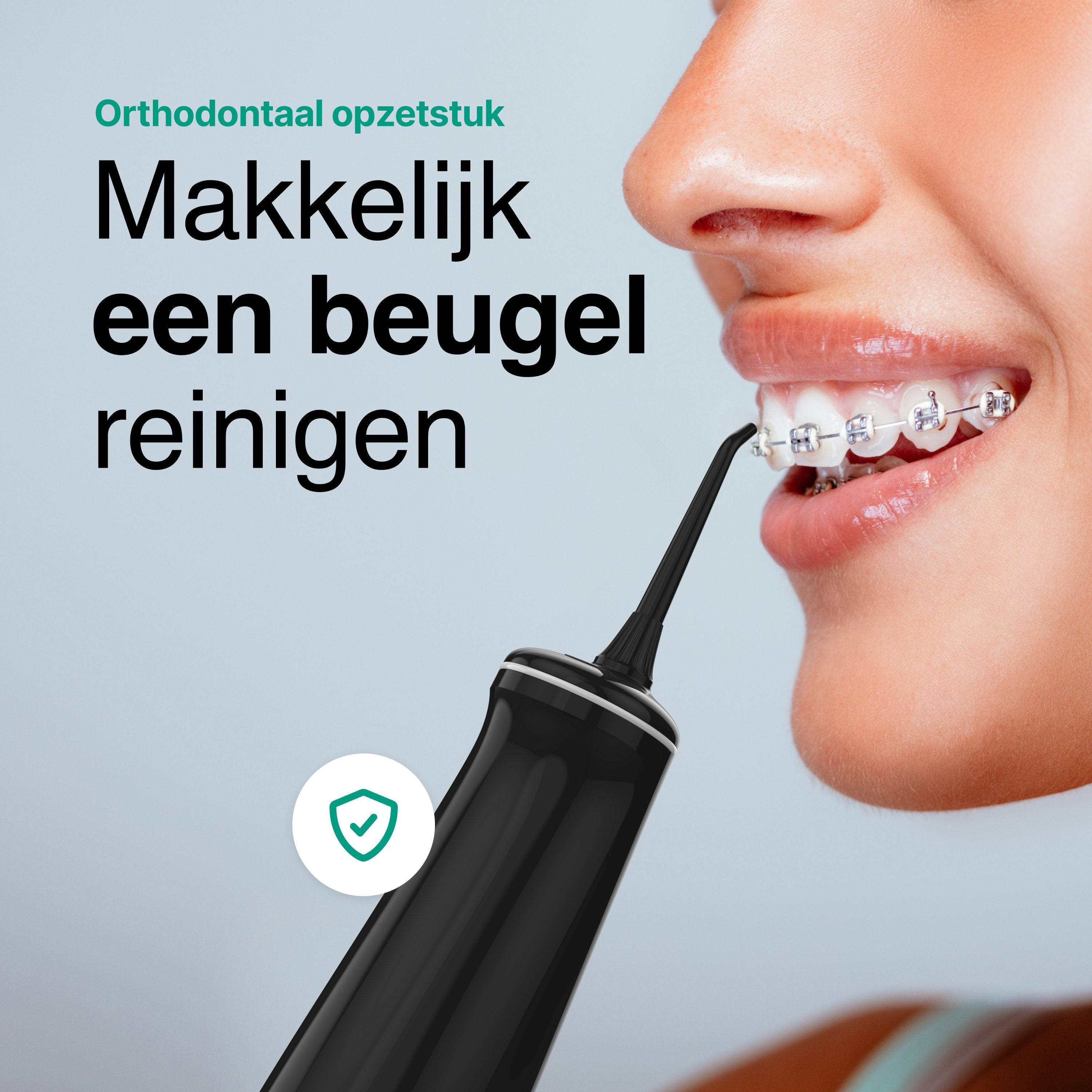 Waterflosser - Monddouche - 6 opzetstukken - 4 Standen - Elektrisch Flosapparaat - Waterdicht - Draadloos en Oplaadbaar - Zwart - Vivid Green