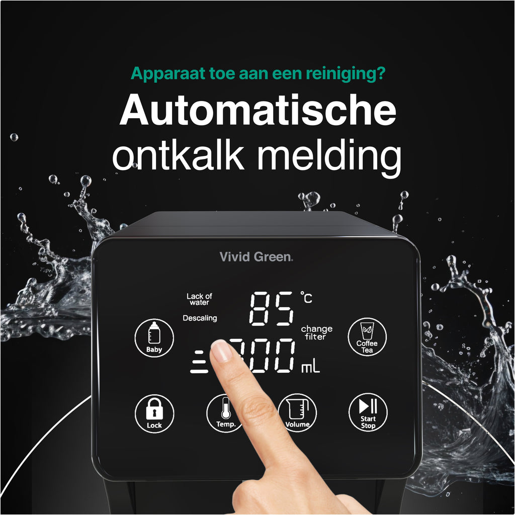 Heetwaterdispenser 3L - 40° 100° - 100/200/300/400ml - Instant Waterkoker - RVS- Vivid Green