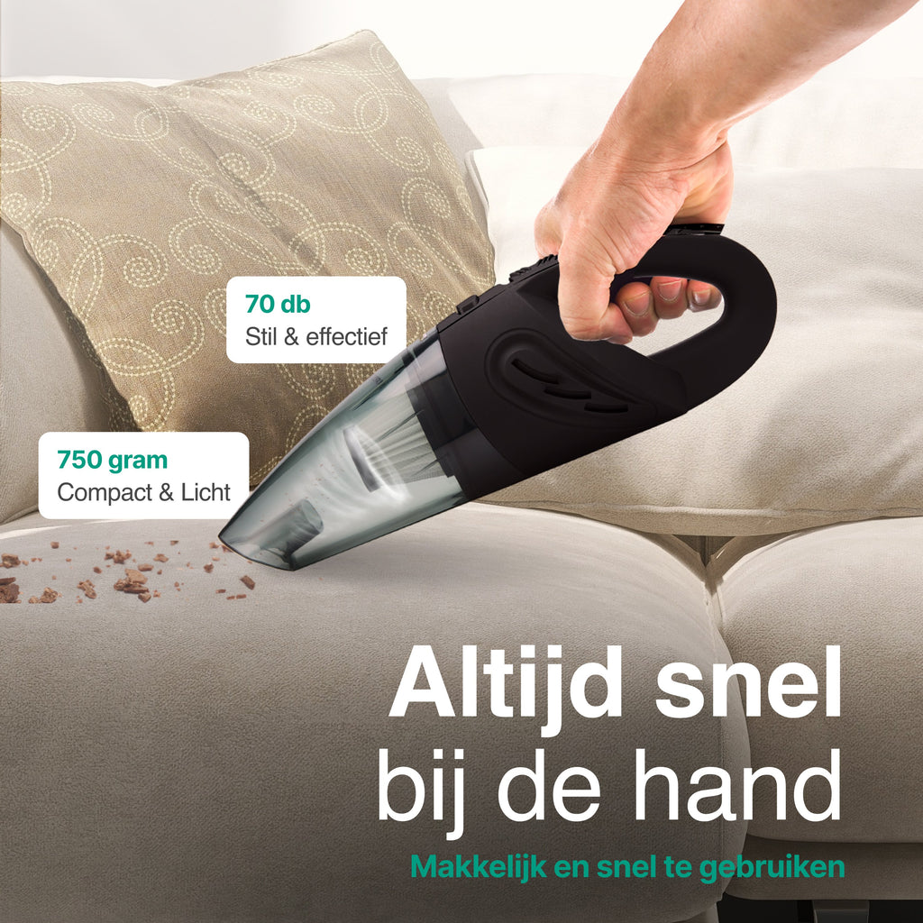 Kruimelzuiger Snoerloos - Handstofzuiger met 5 opzetstukken - Kruimelzuiger - Zwart - Vivid Green