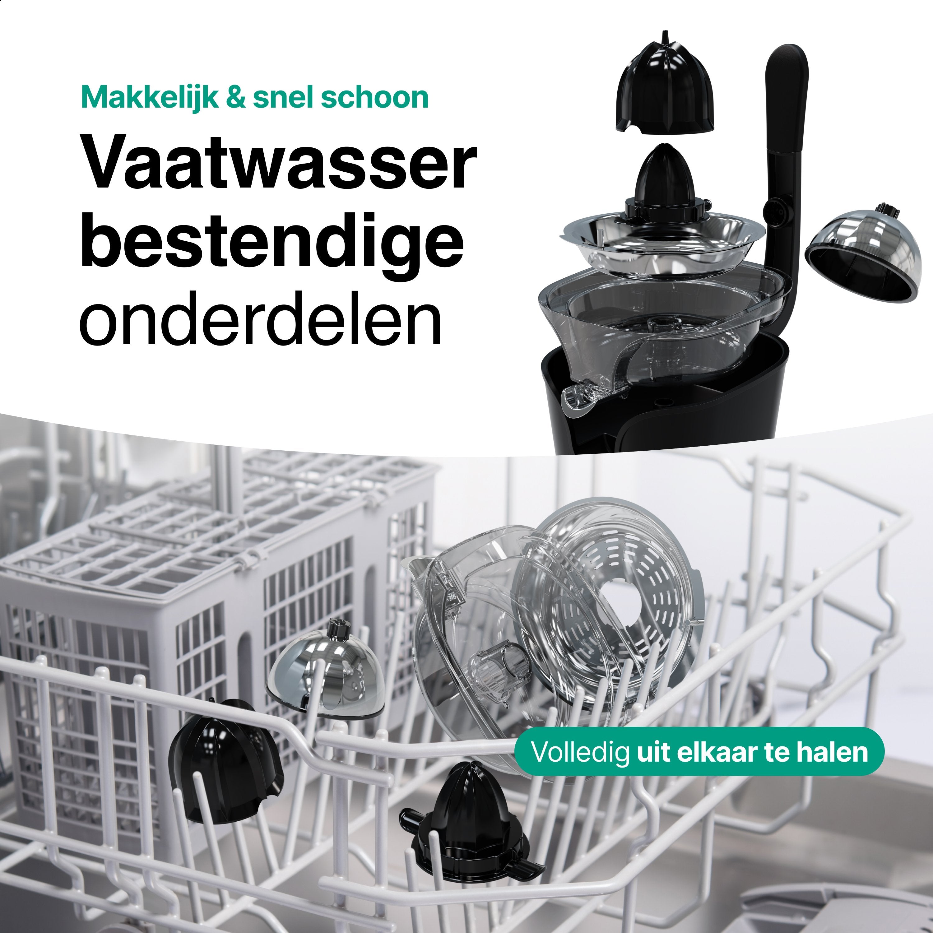 Elektrische Citruspers met Instelbaar Pulpfilter - 160W - 650ml - Sinaasappelpers -Zwart - Vivid Green