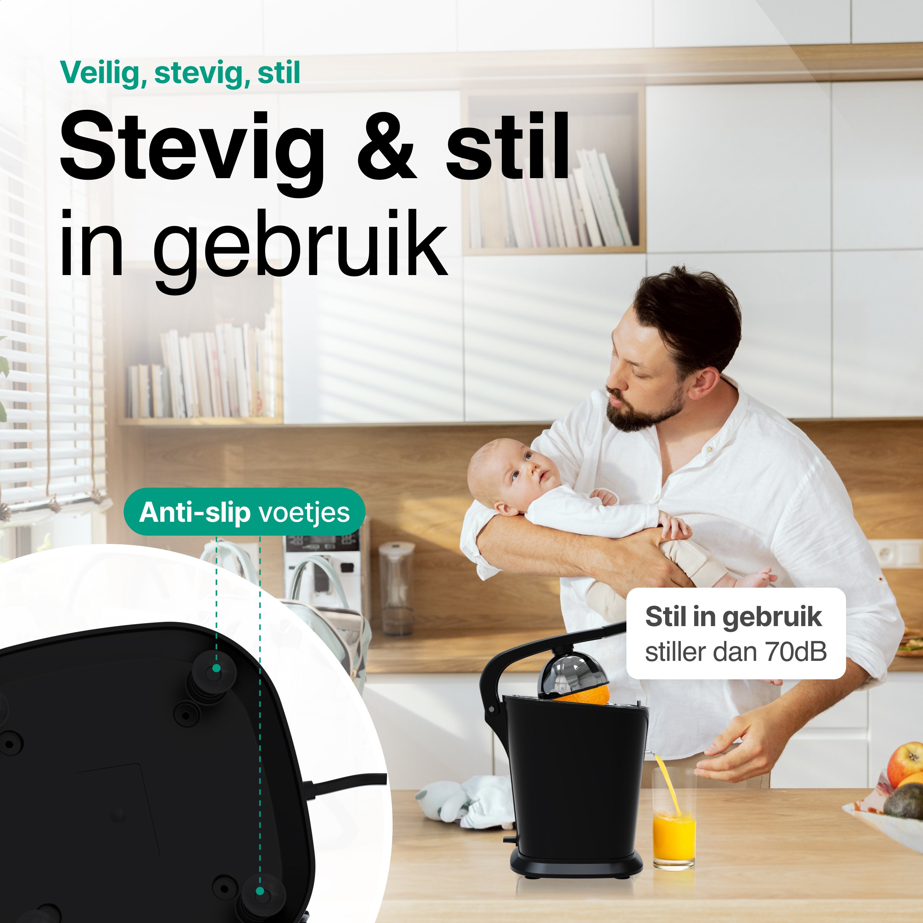 Elektrische Citruspers met Instelbaar Pulpfilter - 160W - 650ml - Sinaasappelpers -Zwart - Vivid Green