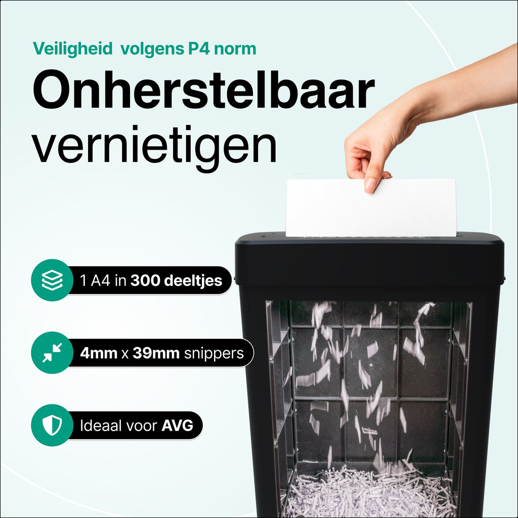 Papierversnipperaar - 13L - 8 A4 vellen - Creditcard Vernietiger - Zwart - Vivid Green