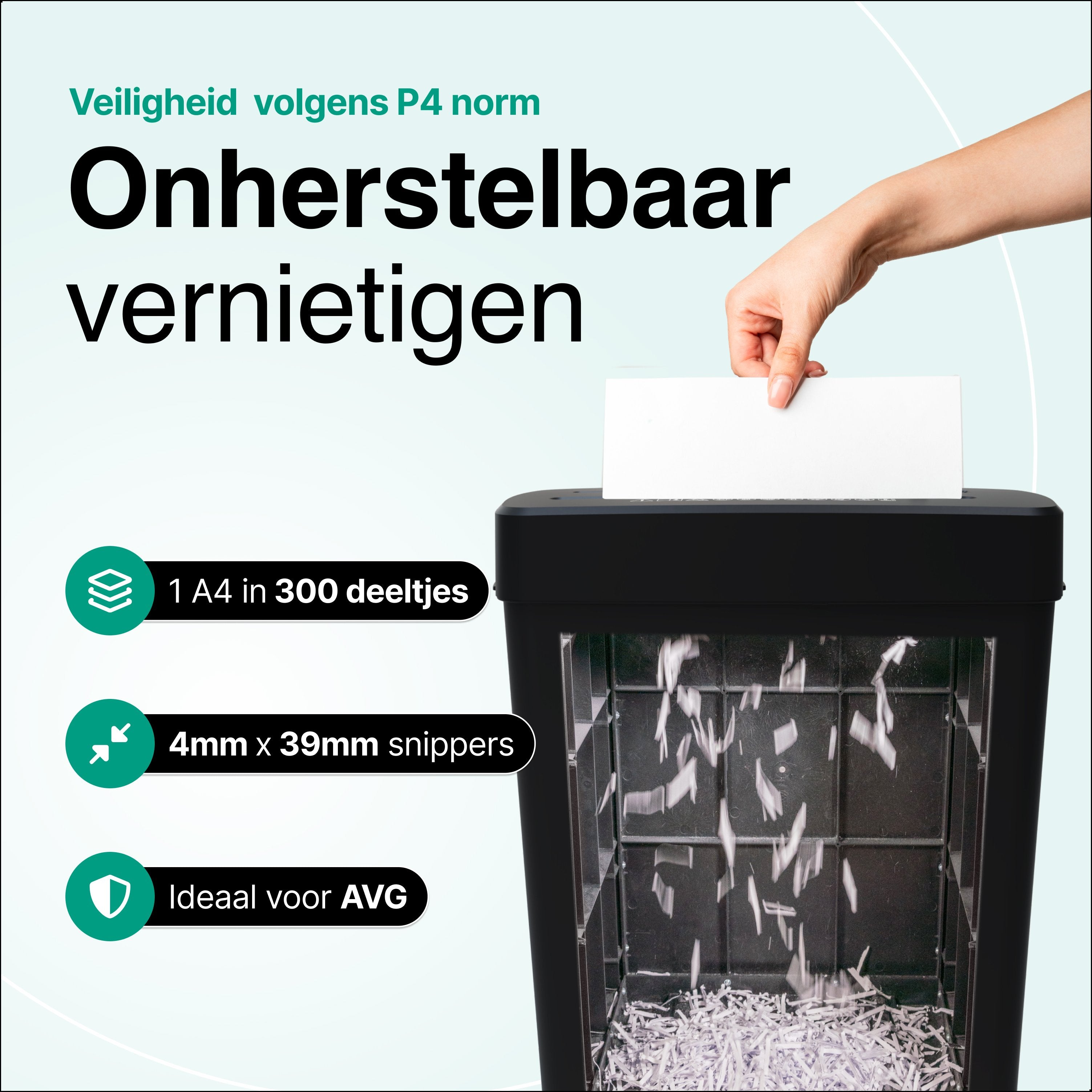 Papierversnipperaar - 13L - 8 A4 vellen - Creditcard Vernietiger - Zwart - Vivid Green