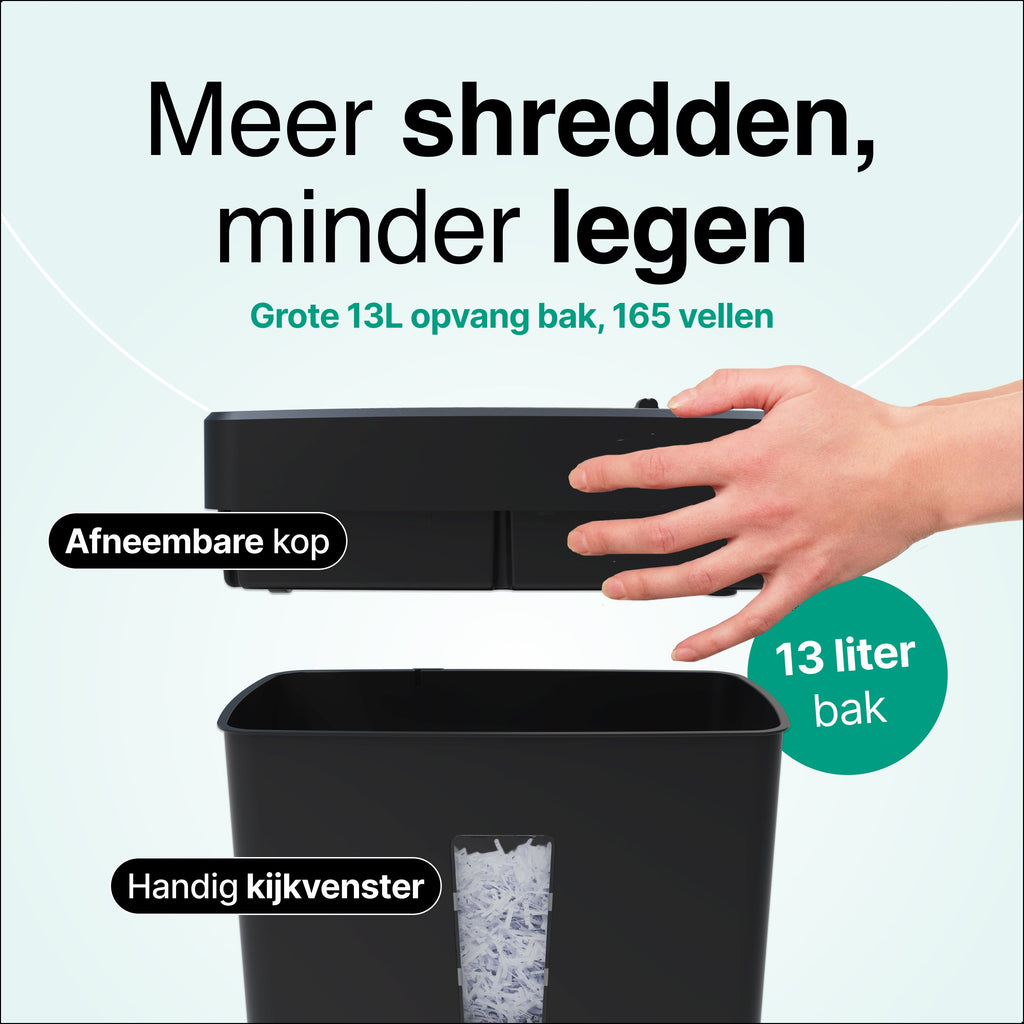 Papierversnipperaar - 13L - 8 A4 vellen - Creditcard Vernietiger - Zwart - Vivid Green