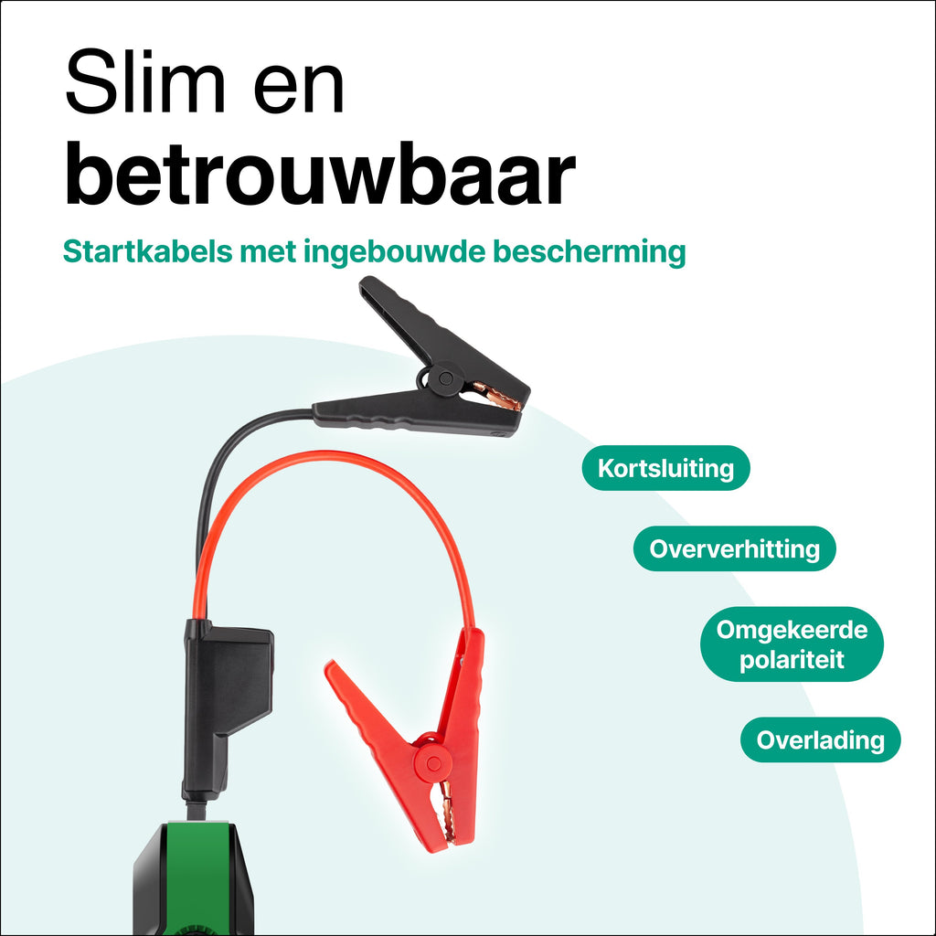 Jumpstarter 12V voor Auto - 20.000 mAh - 4-in-1 Starthulp Met Powerbank, LED Zaklamp en SOS Noodlicht - In Opbergkoffer - Vivid Green