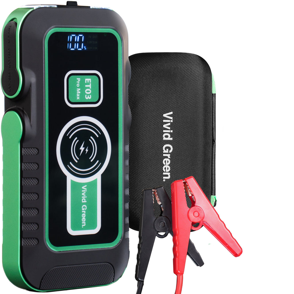 Jumpstarter 12V voor Auto - 20.000 mAh - 4-in-1 Starthulp Met Powerbank, LED Zaklamp en SOS Noodlicht - In Opbergkoffer - Vivid Green
