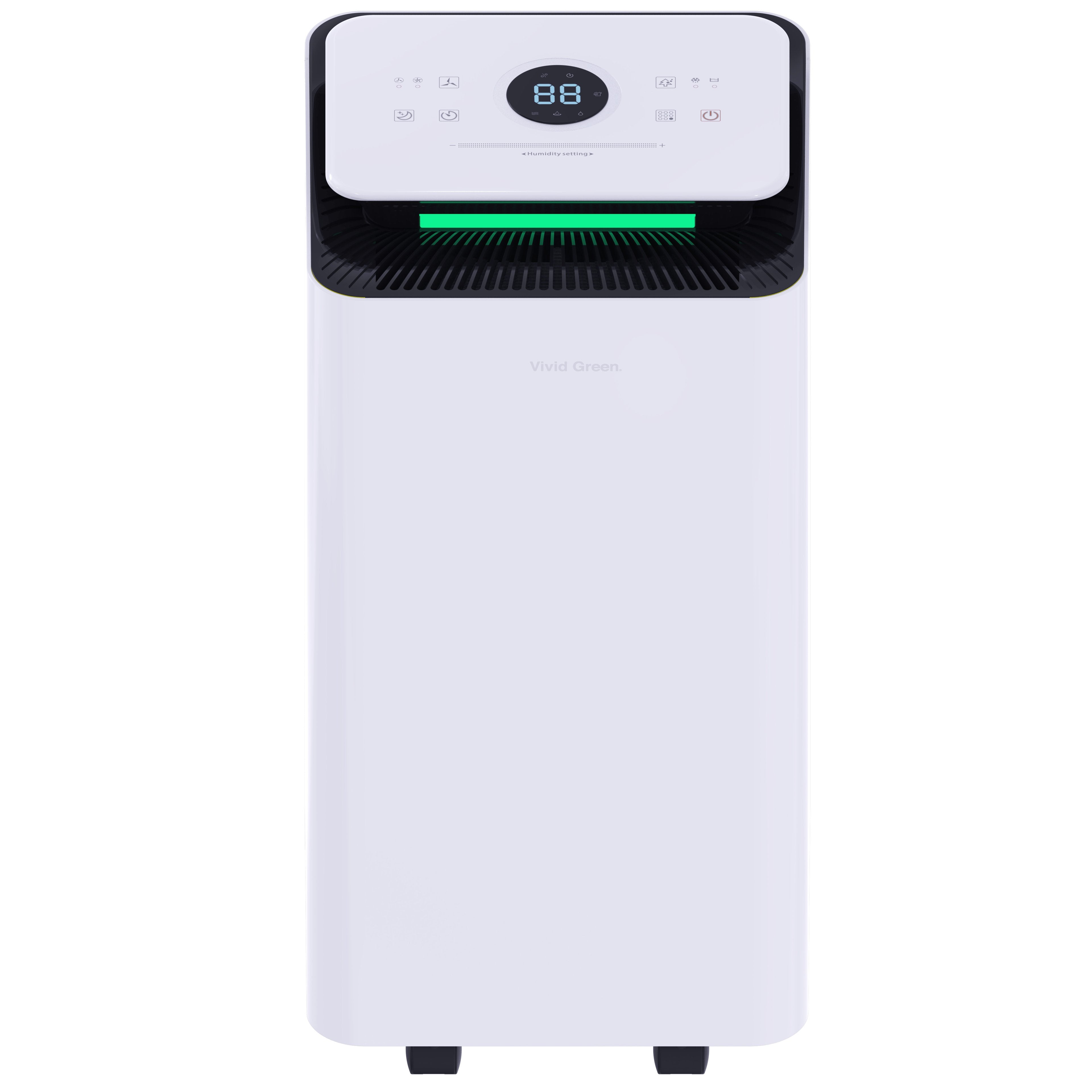 Luchtontvochtiger en Luchtreiniger - 12L - HEPA filter - 210W - Wit - Vivid Green