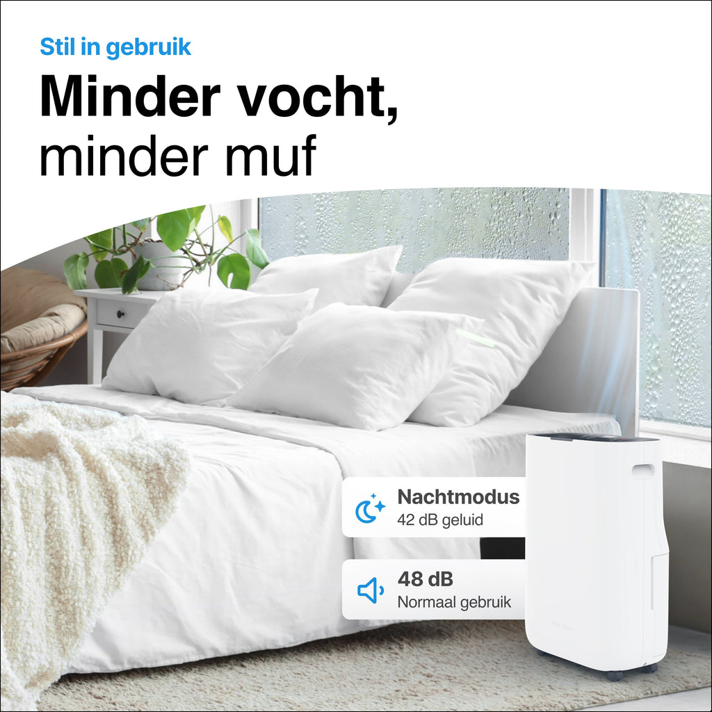 Luchtontvochtiger en Luchtreiniger - 20L - HEPA filter - 320W- Wit- Vivid Green