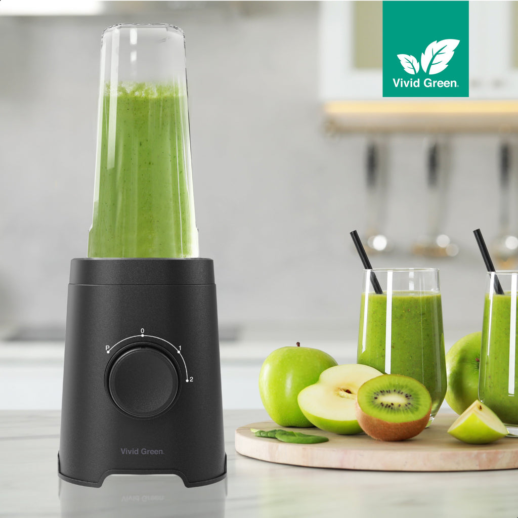Smoothie Blender to go met 2x Beker 600ML – Maker - Zwart – Vivid Green