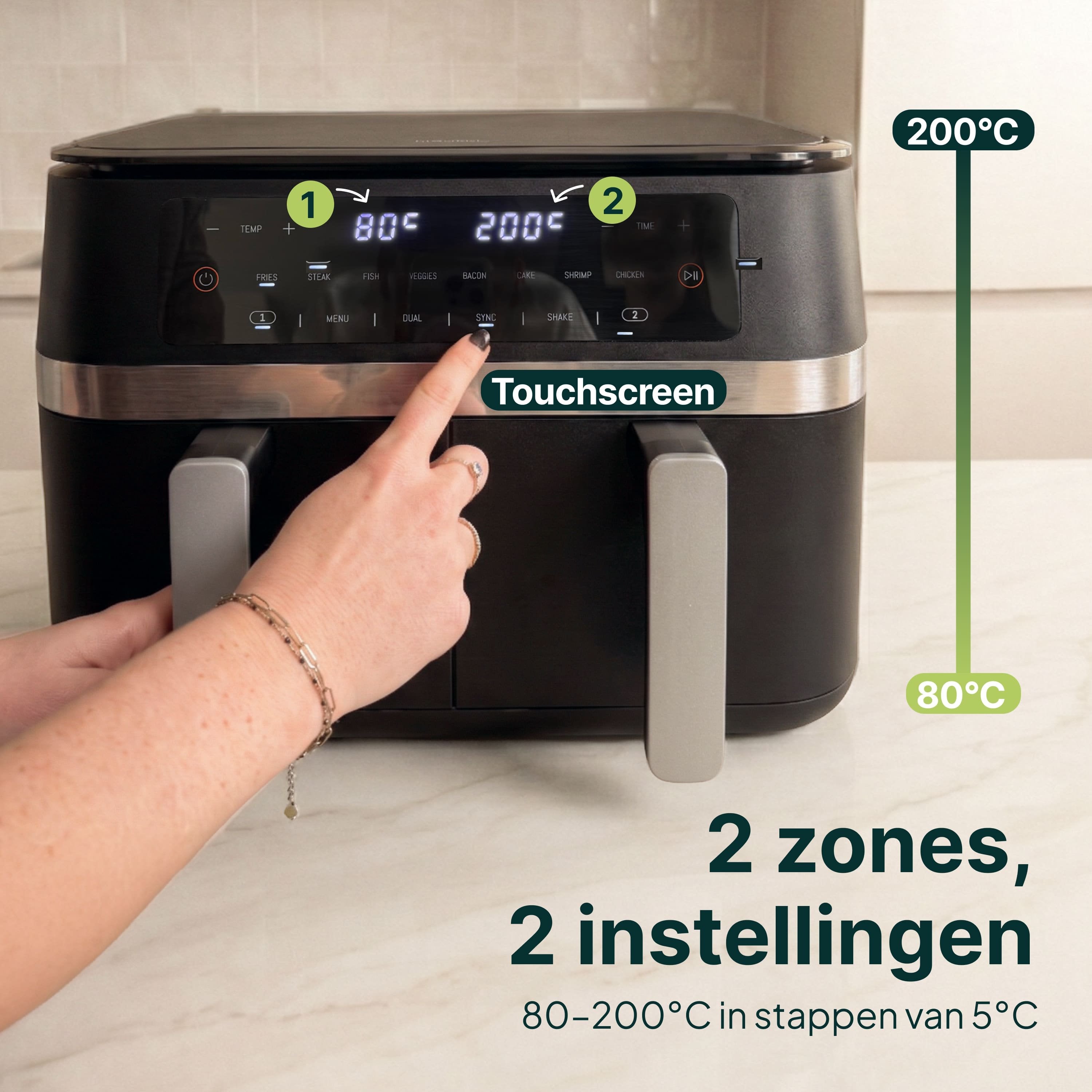 Vivid Green Dubbele Airfryer XXL