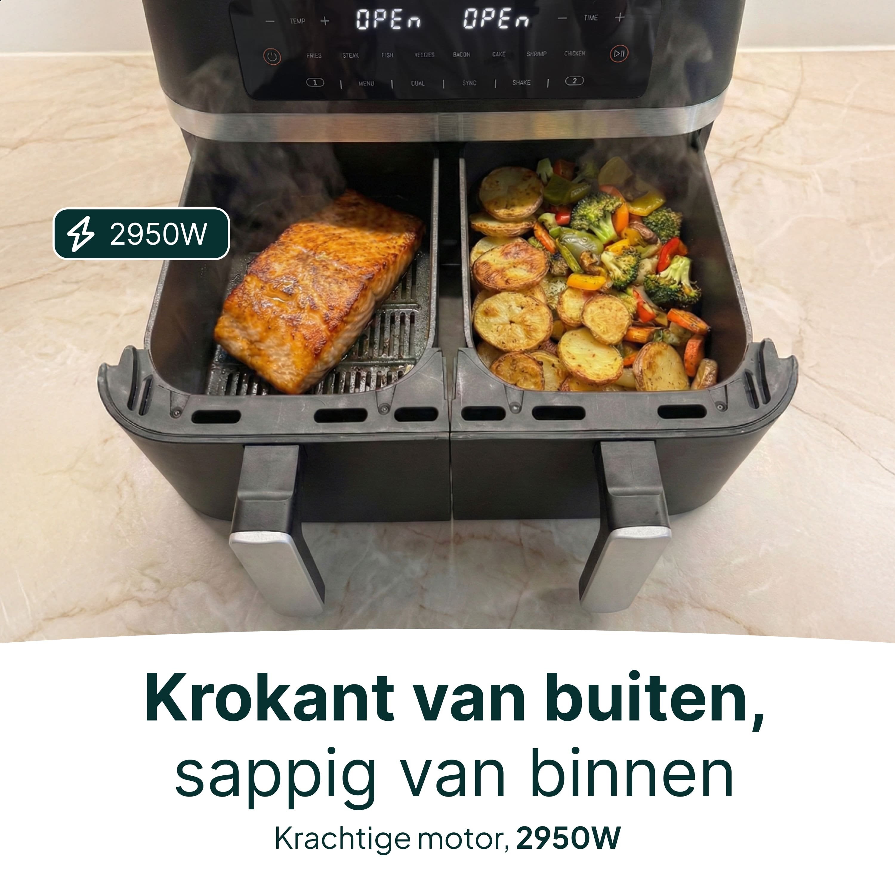 Vivid Green Dubbele Airfryer XXL