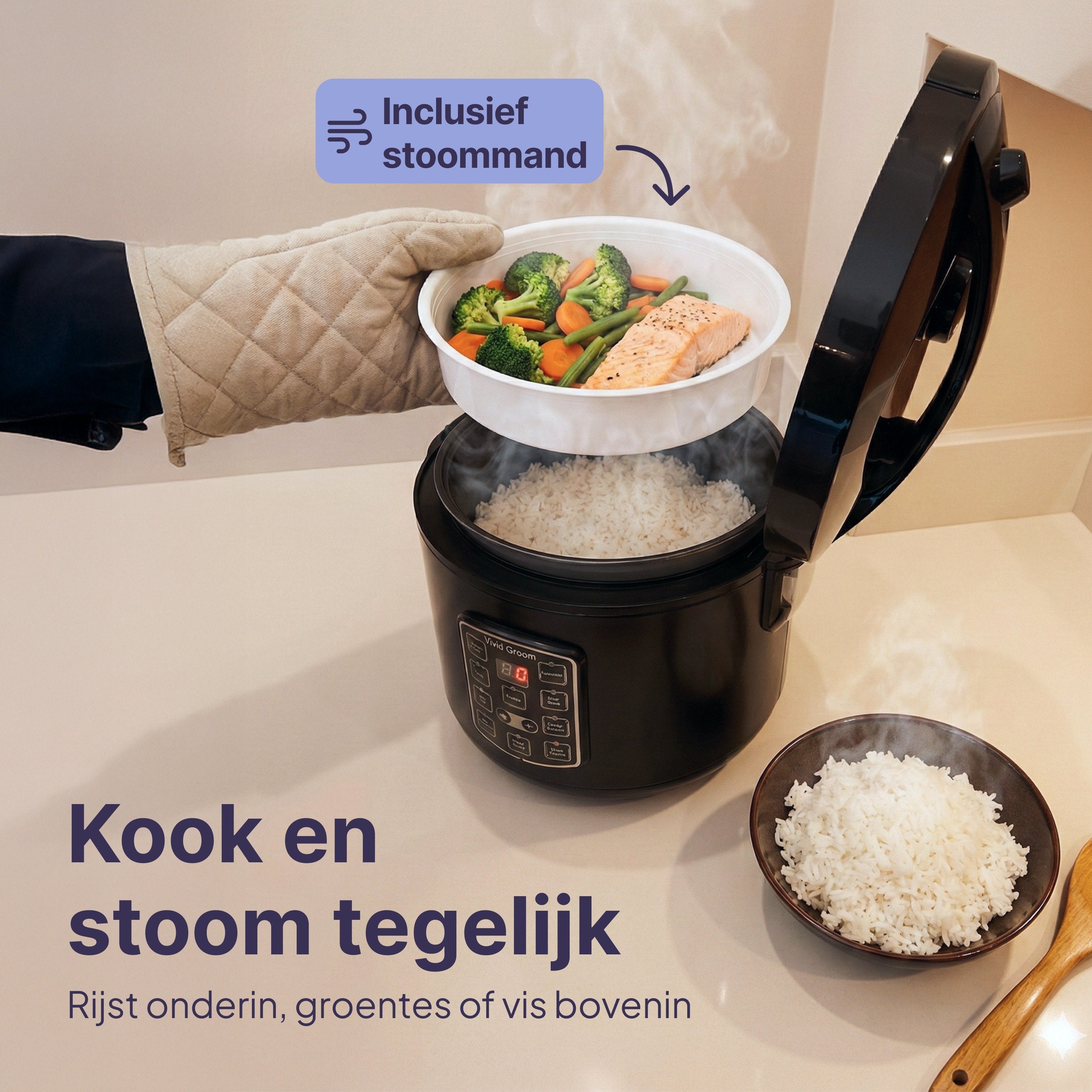 Vivid Green Rijstkoker met Stomer