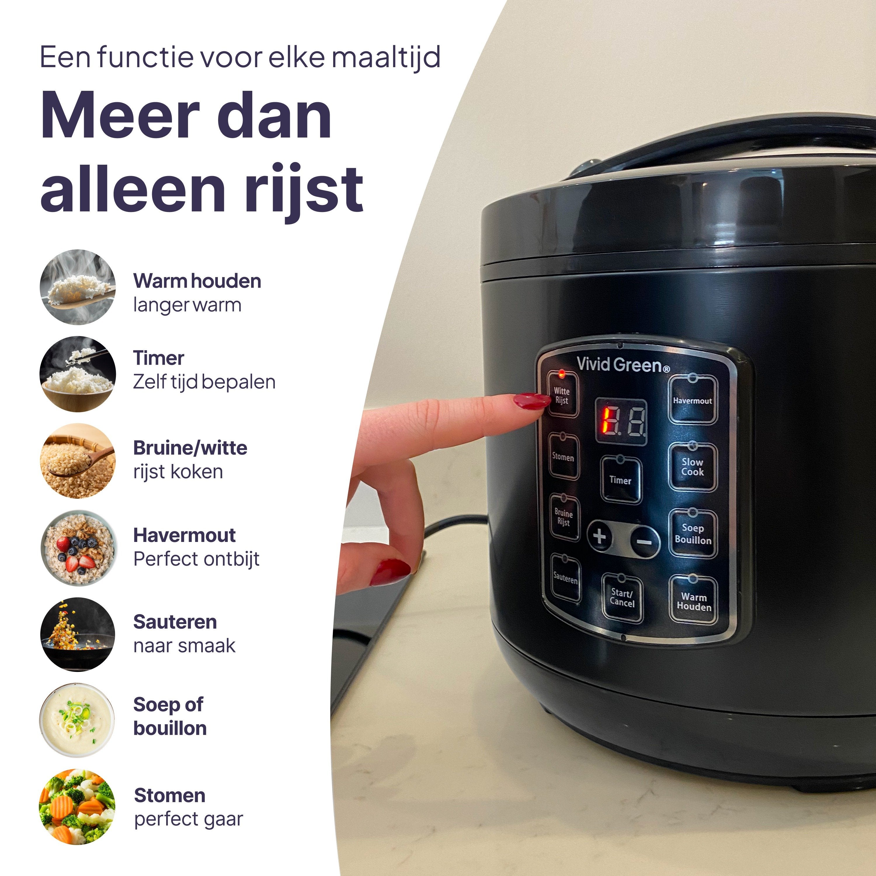 Vivid Green Rijstkoker met Stomer