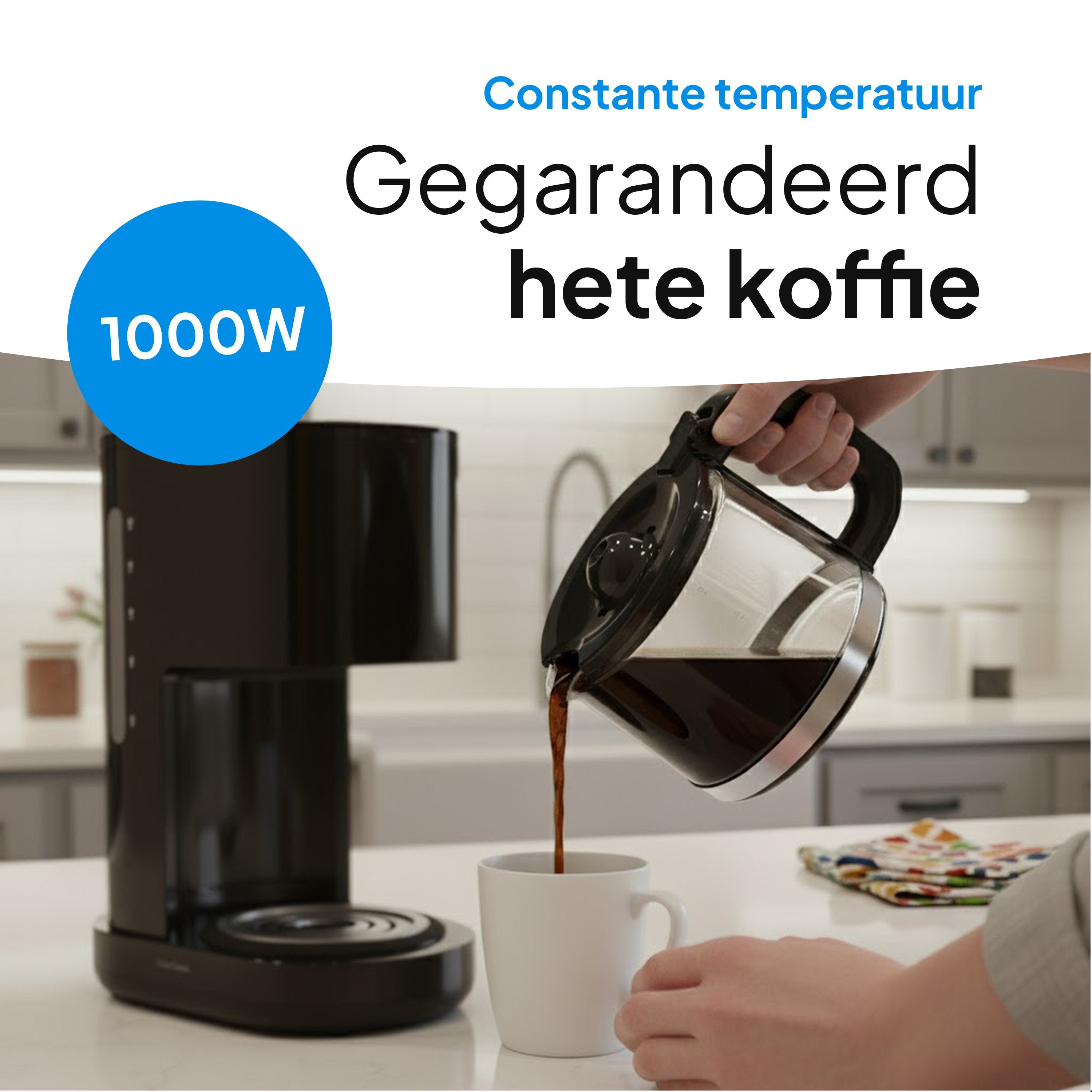 Koffiezetapparaat Filterkoffie 1,25 Liter Met Glazen Kan & Herbruikbaar Filter - 10 Kopjes - Druppelstop - Zwart - Vivid Green