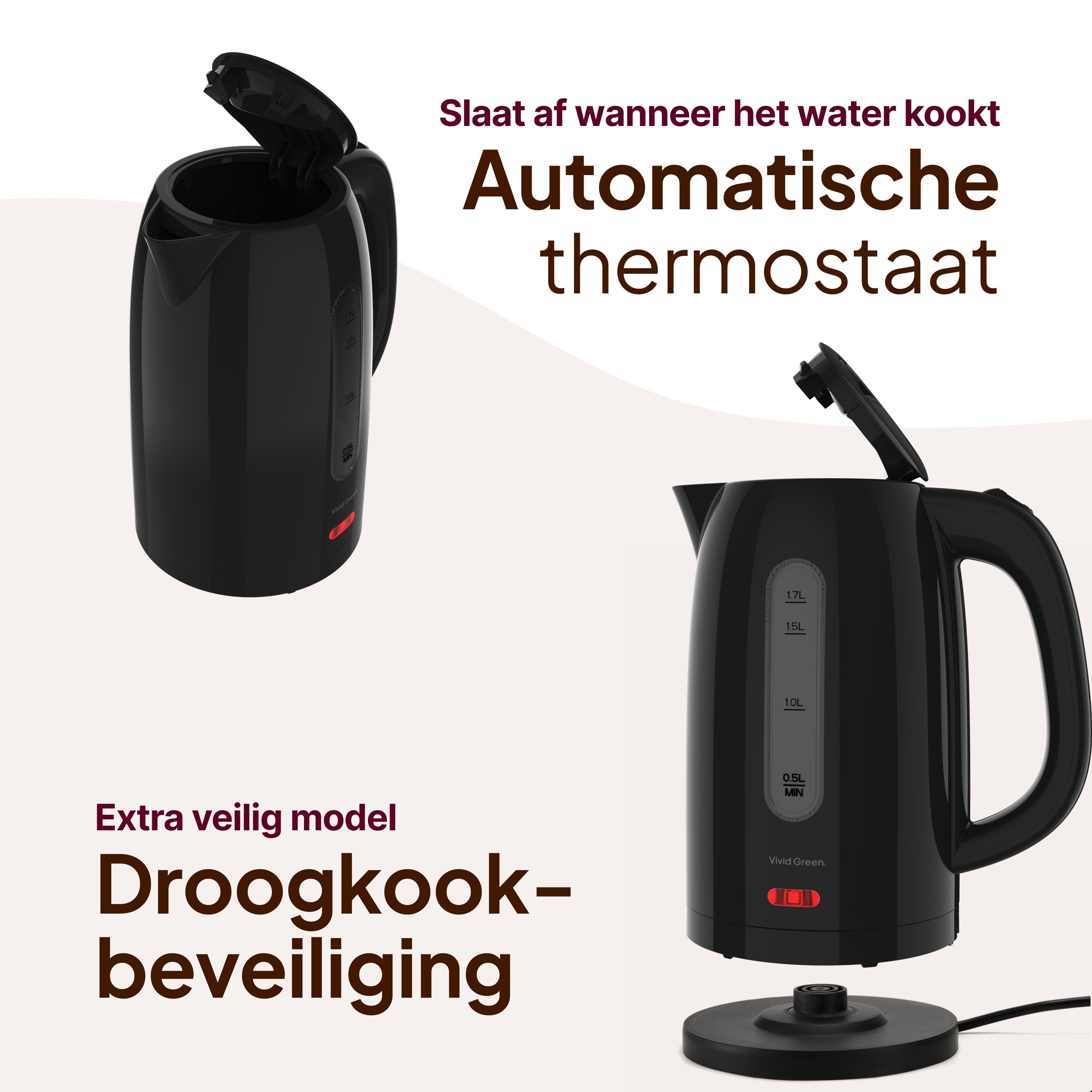 Waterkoker uitneembaar kalkfiter zwart