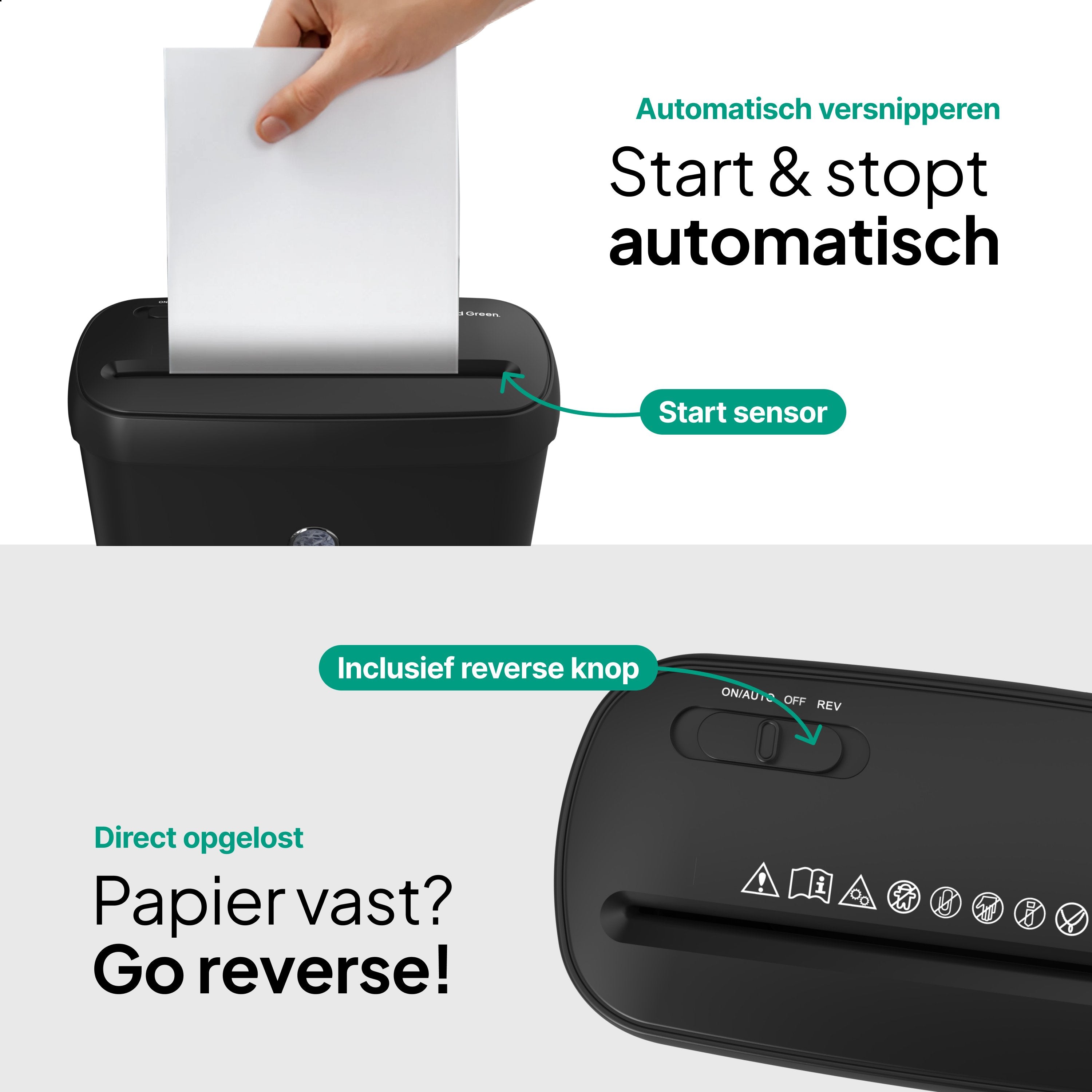 Papierversnipperaar Voor Thuis - Compacte Papiervernietiger 8 Liter - Vernietigt 6 Vel - Stroken P2 - Zwart - Vivid Green