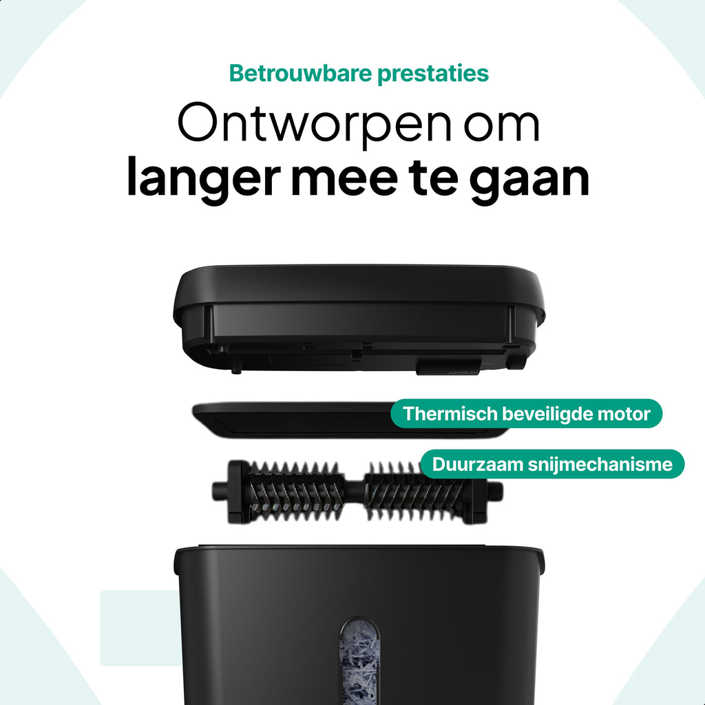 Papierversnipperaar Voor Thuis - Compacte Papiervernietiger 8 Liter - Vernietigt 6 Vel - Stroken P2 - Zwart - Vivid Green