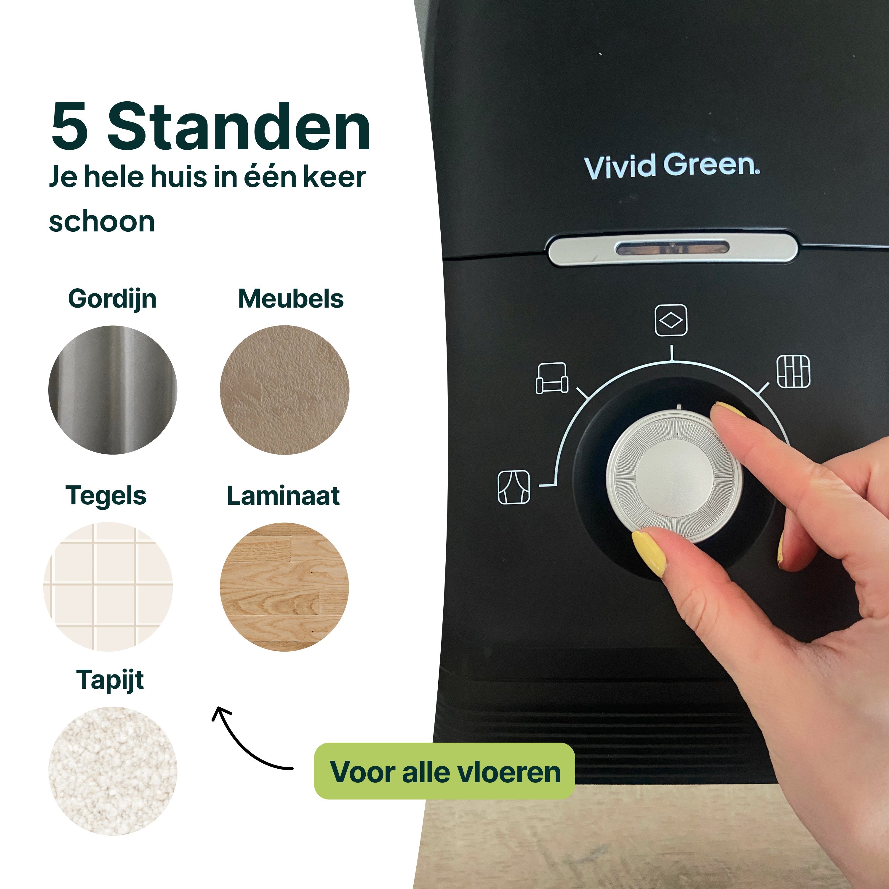 Vivid Green Stofzuiger herbruikbare zak met blaasfunctie