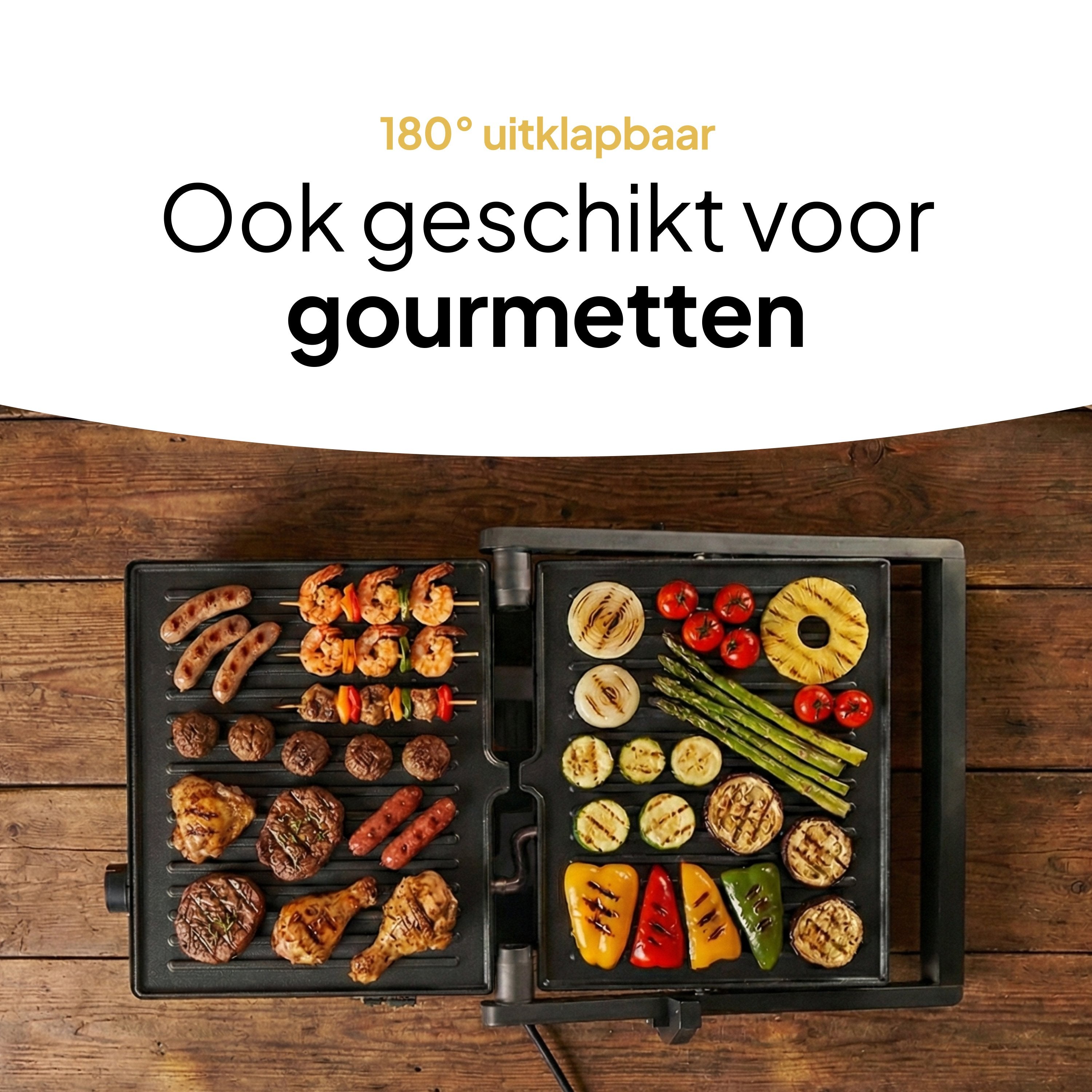 Vivid Green Tosti Apparaat Contactgrill XXL - 2000W Tosti Ijzer & Panini Grill - Voor 4 Tosti's - 180 Graden Openklapbaar - Zwart - Vivid Green
