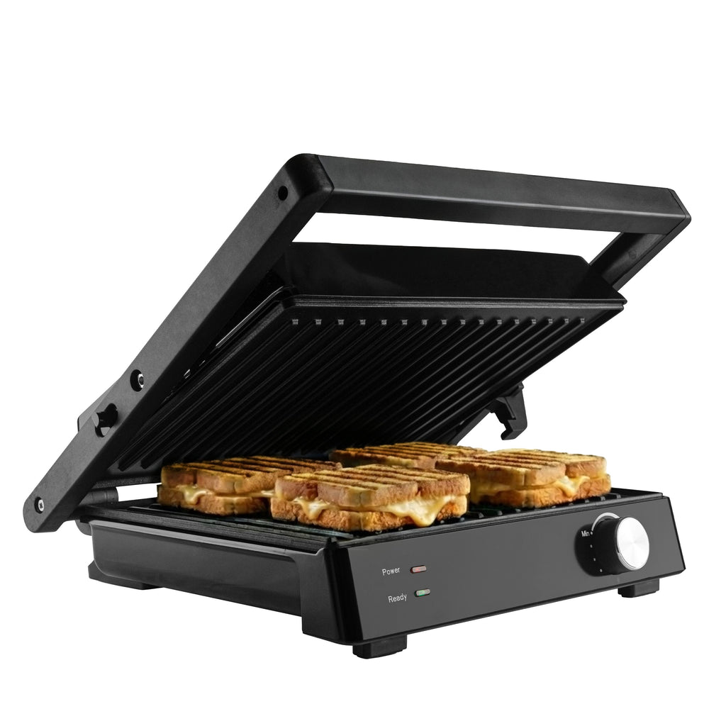 Vivid Green Tosti Apparaat Contactgrill XXL - 2000W Tosti Ijzer & Panini Grill - Voor 4 Tosti's - 180 Graden Openklapbaar - Zwart - Vivid Green
