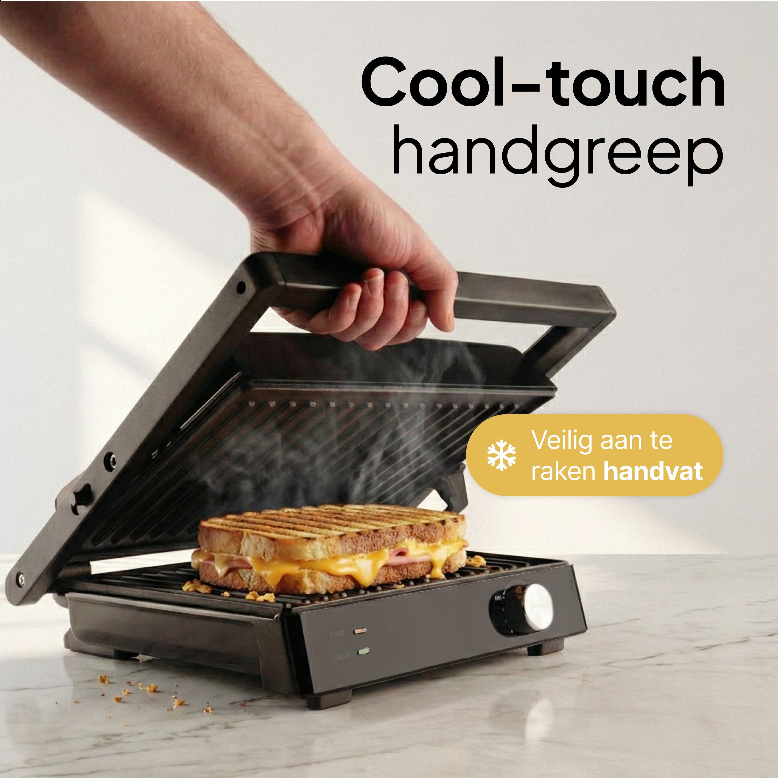 Vivid Green Tosti Apparaat Contactgrill XXL - 2000W Tosti Ijzer & Panini Grill - Voor 4 Tosti's - 180 Graden Openklapbaar - Zwart - Vivid Green