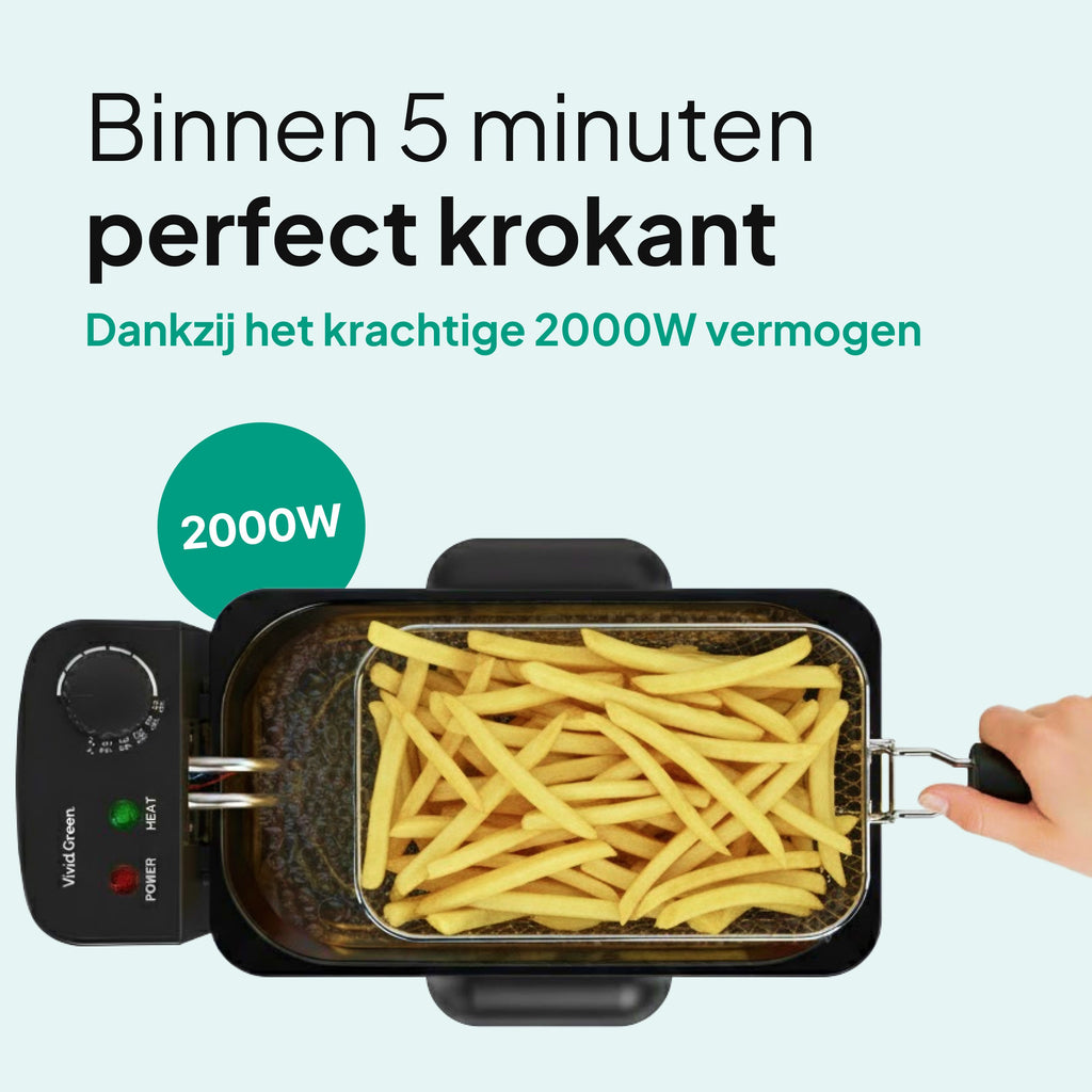 Vivid Green Frituurpan 3 Liter Zwart RVS