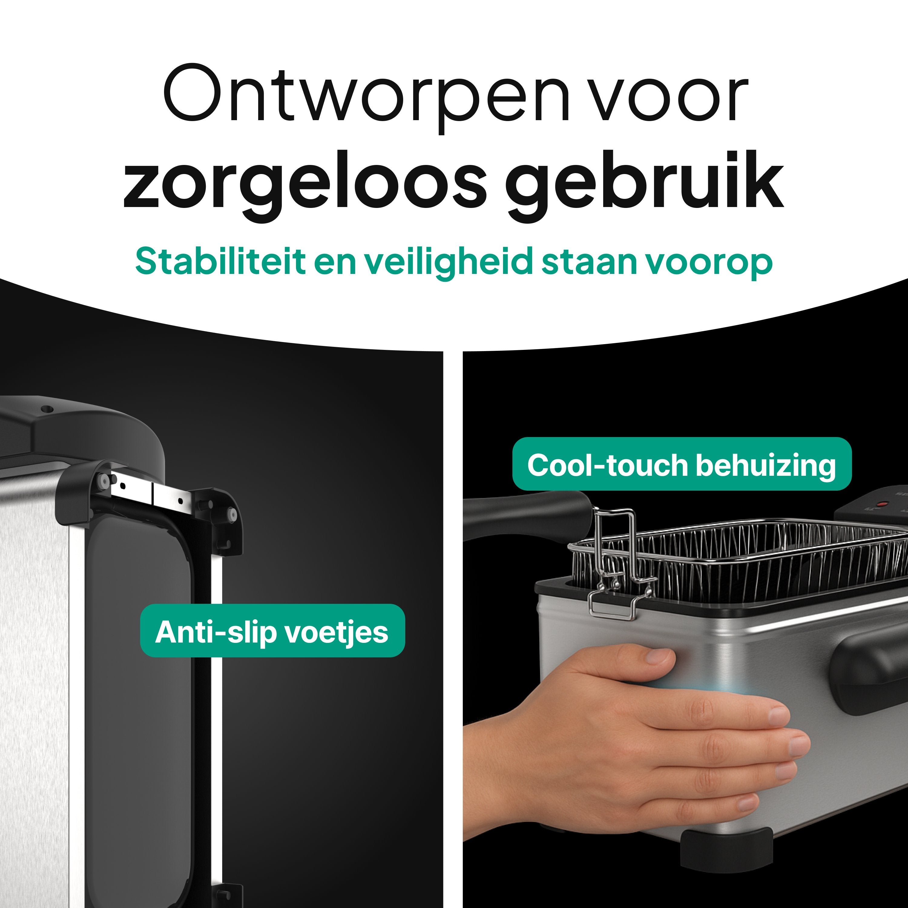 Vivid Green Frituurpan 3 Liter Zwart RVS