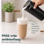 Vivid Green Melkopschuimer - PFAS-vrij - 4-in-1 Melkschuimer - Elektrische Melkklopper - Zwart