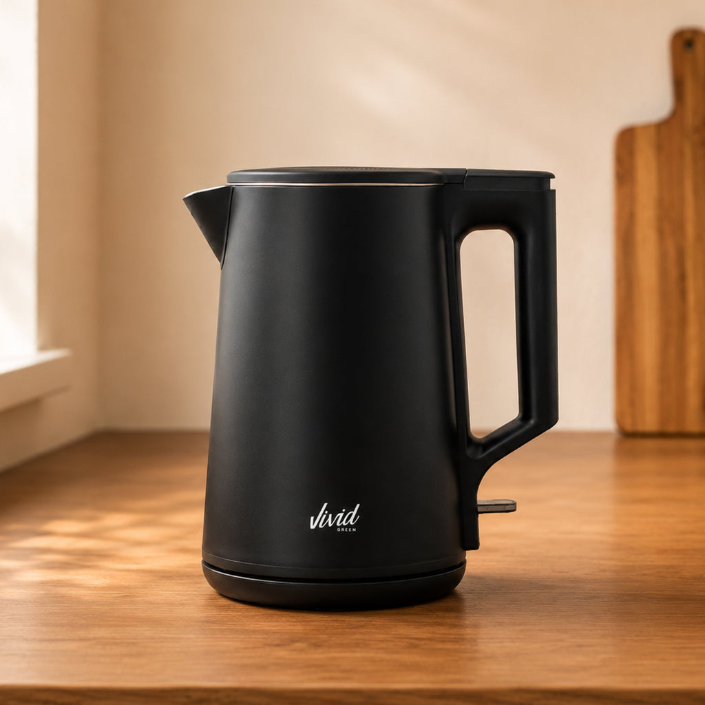 Vivid Green 2200W Waterkoker - 1.7L - BPA-vrij - 360° - Elektrisch - RVS - Zwart