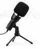 USB Microfoon met standaard - Gaming - Podcast - Voor Pc en console - Standaard - Incl. Plopkap - Zwart - Vivid Green