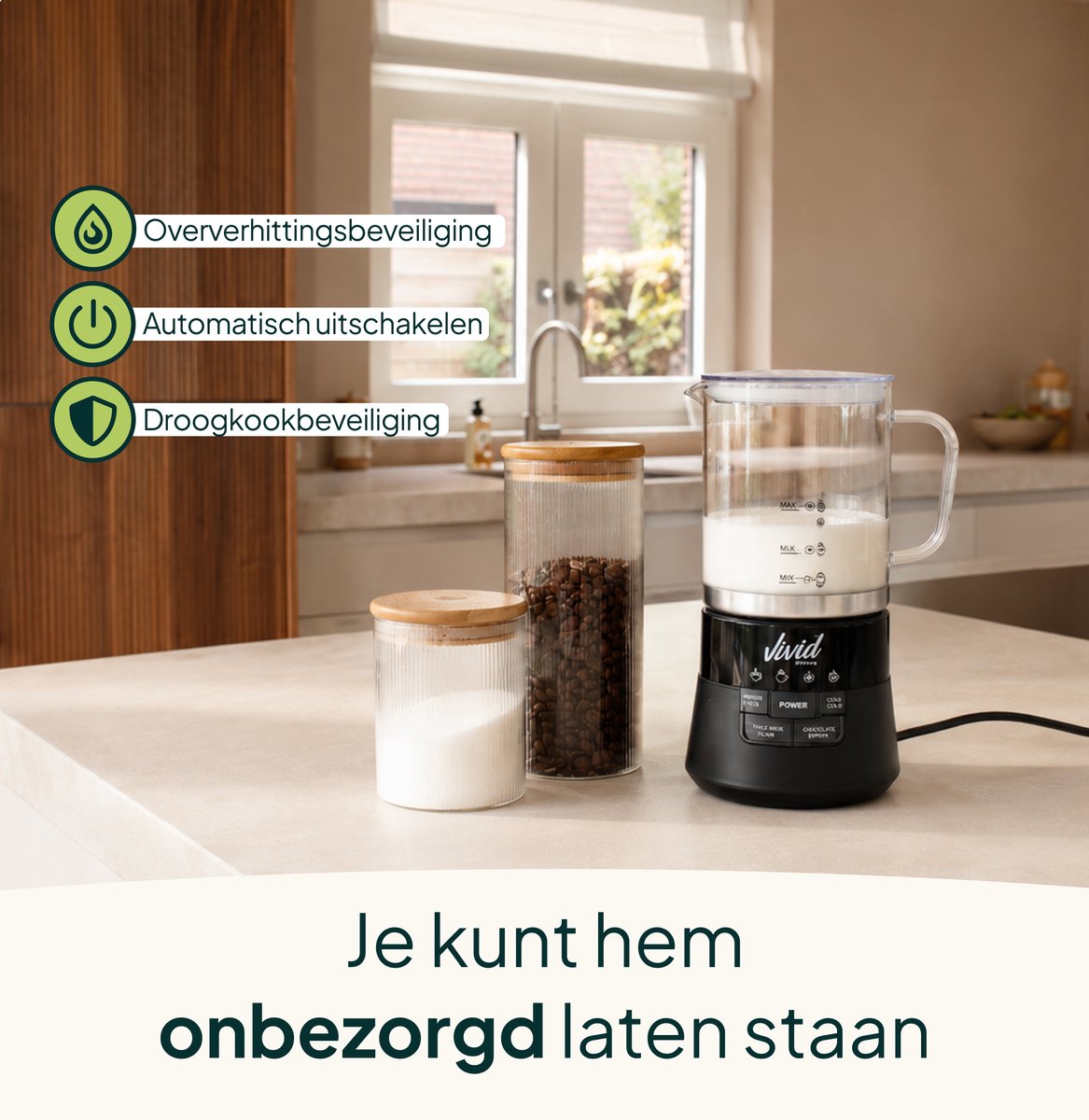 Vivid Green Deluxe Glazen Melkopschuimer