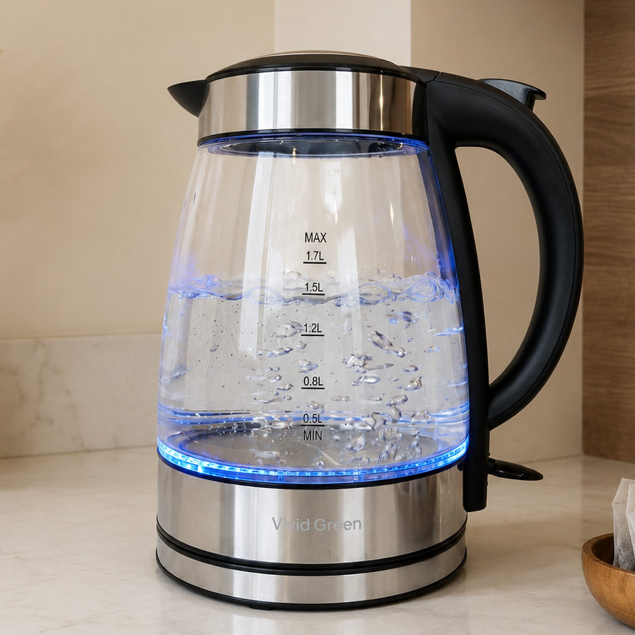 Vivid Green Glazen Waterkoker met LED-verlichting
