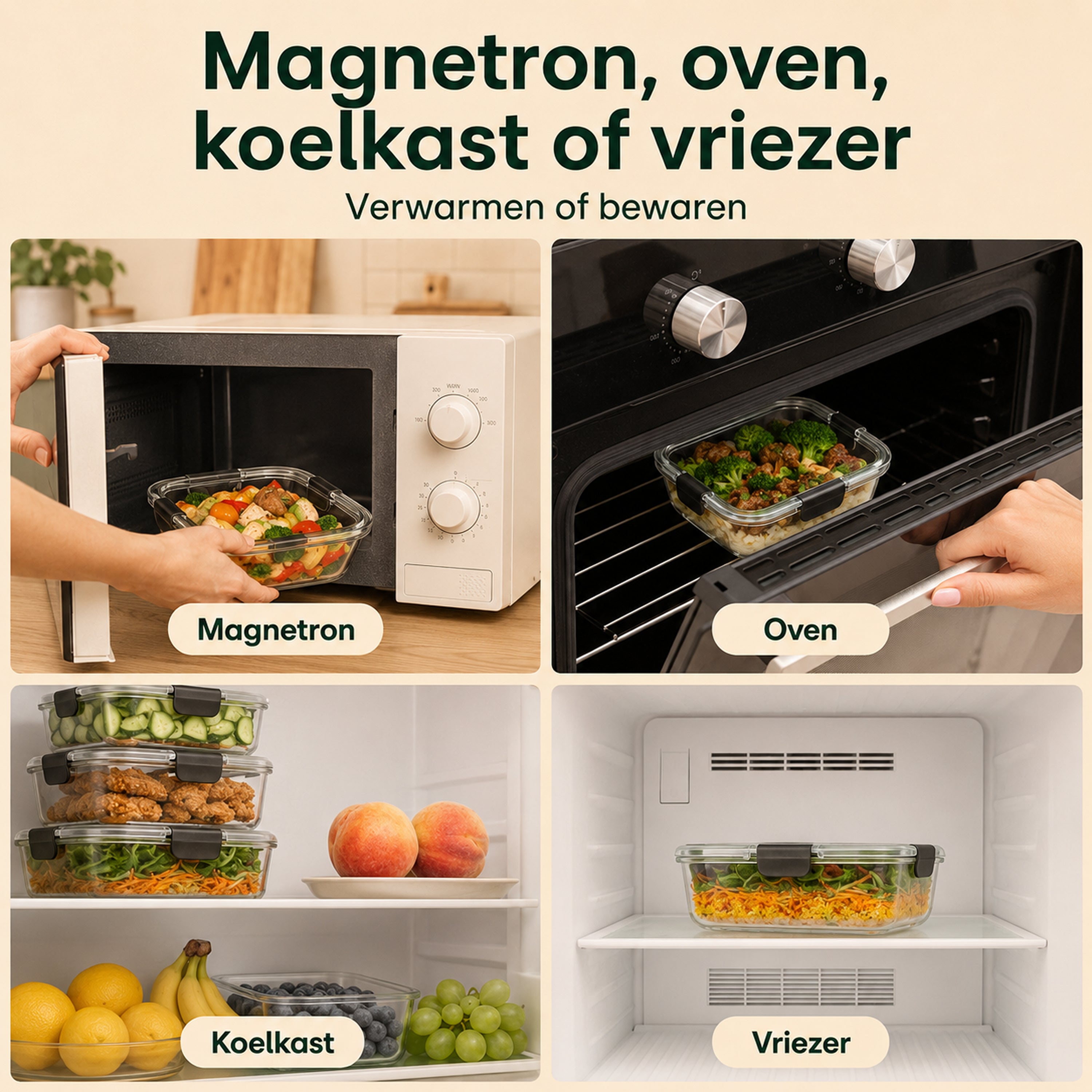 Mealprepbakjes Glas 6 stuks