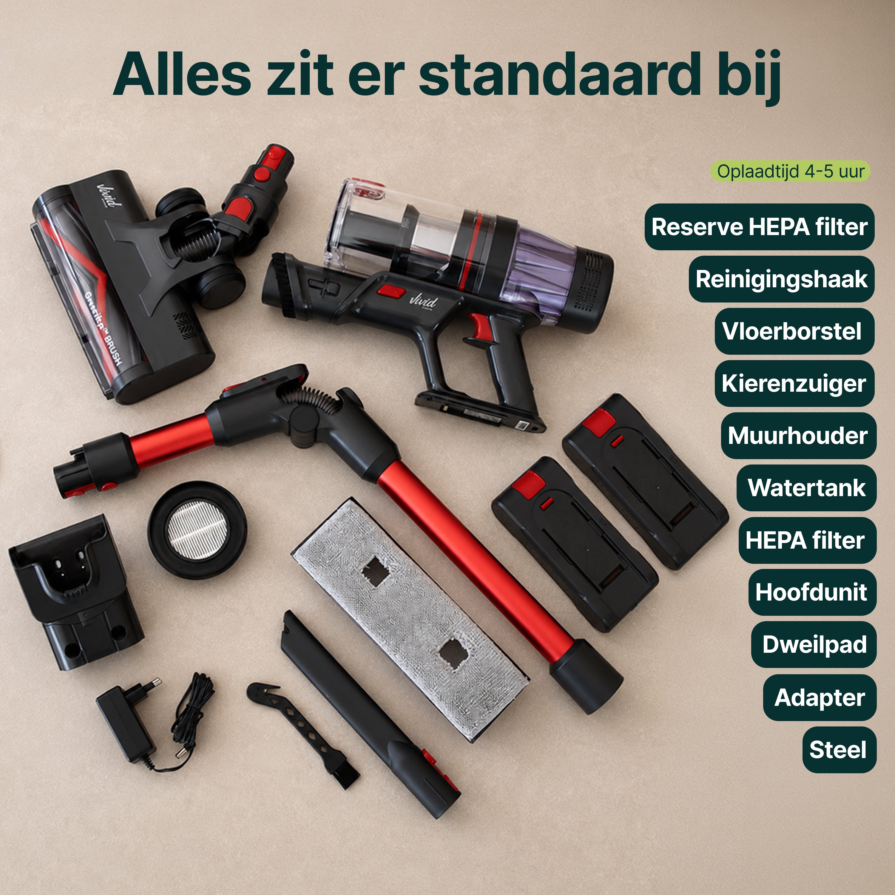 Vivid Green Steelstofzuiger met Dweilfunctie 500W