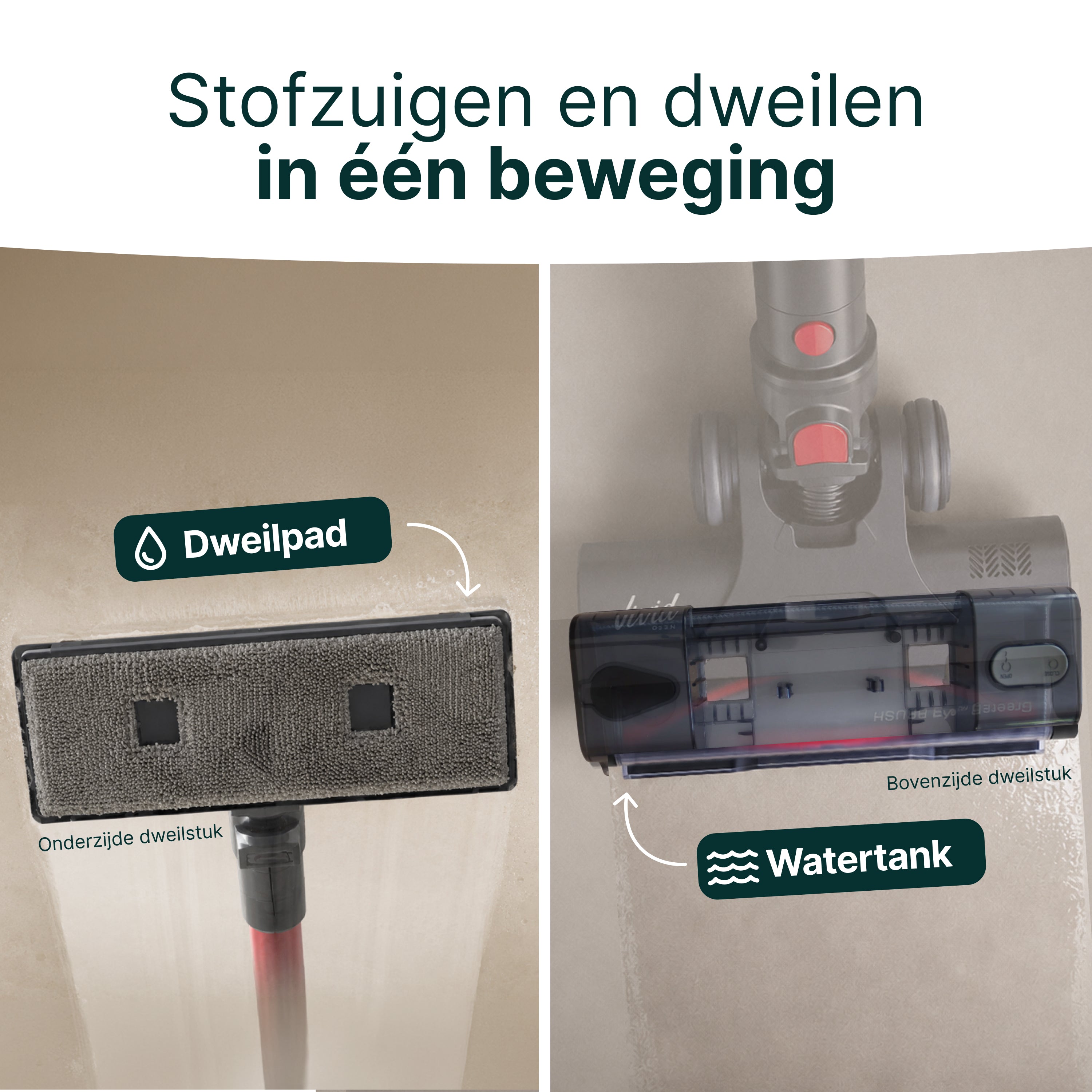 Vivid Green Steelstofzuiger met Dweilfunctie 500W