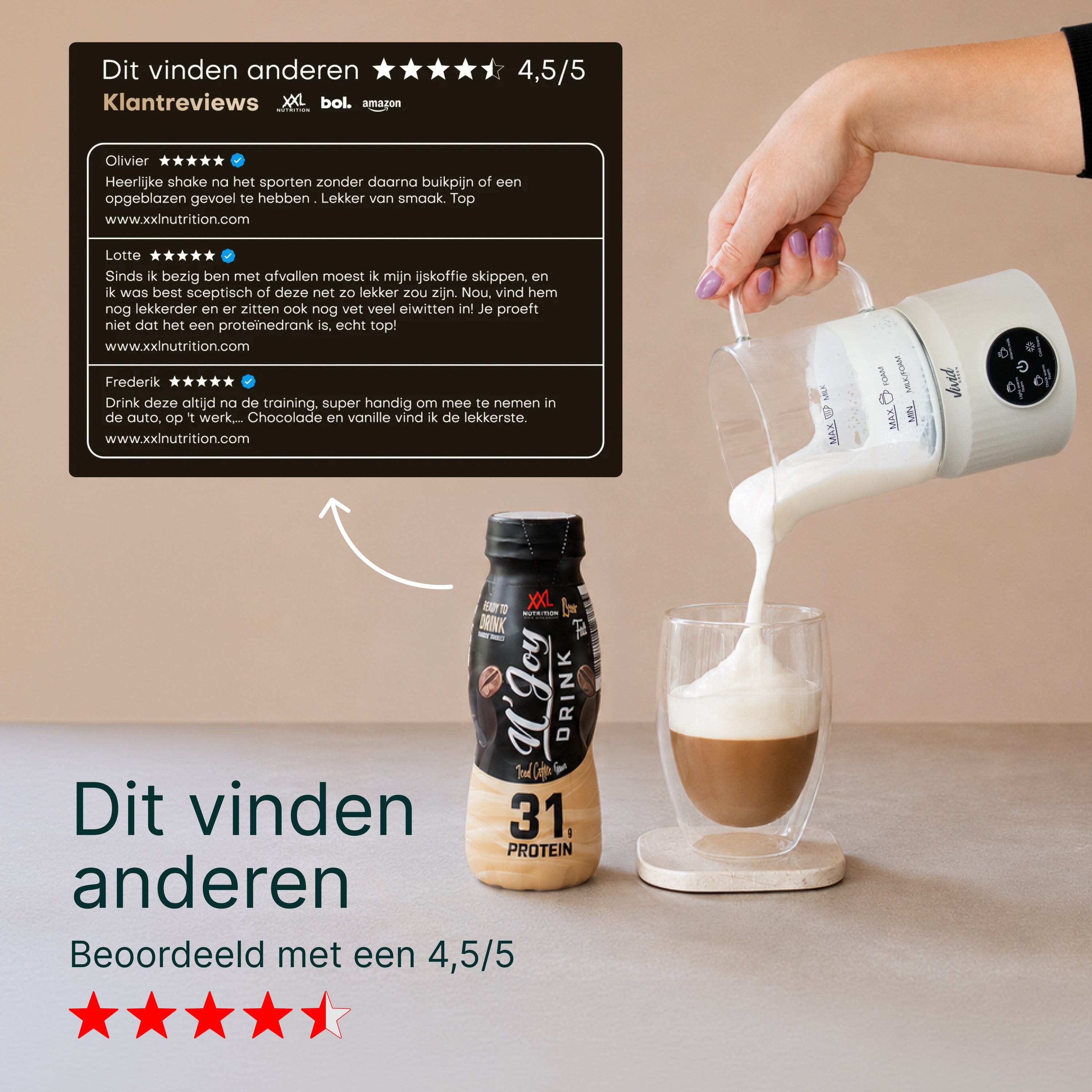 Proticcino - Melkopschuimer + 6-pack