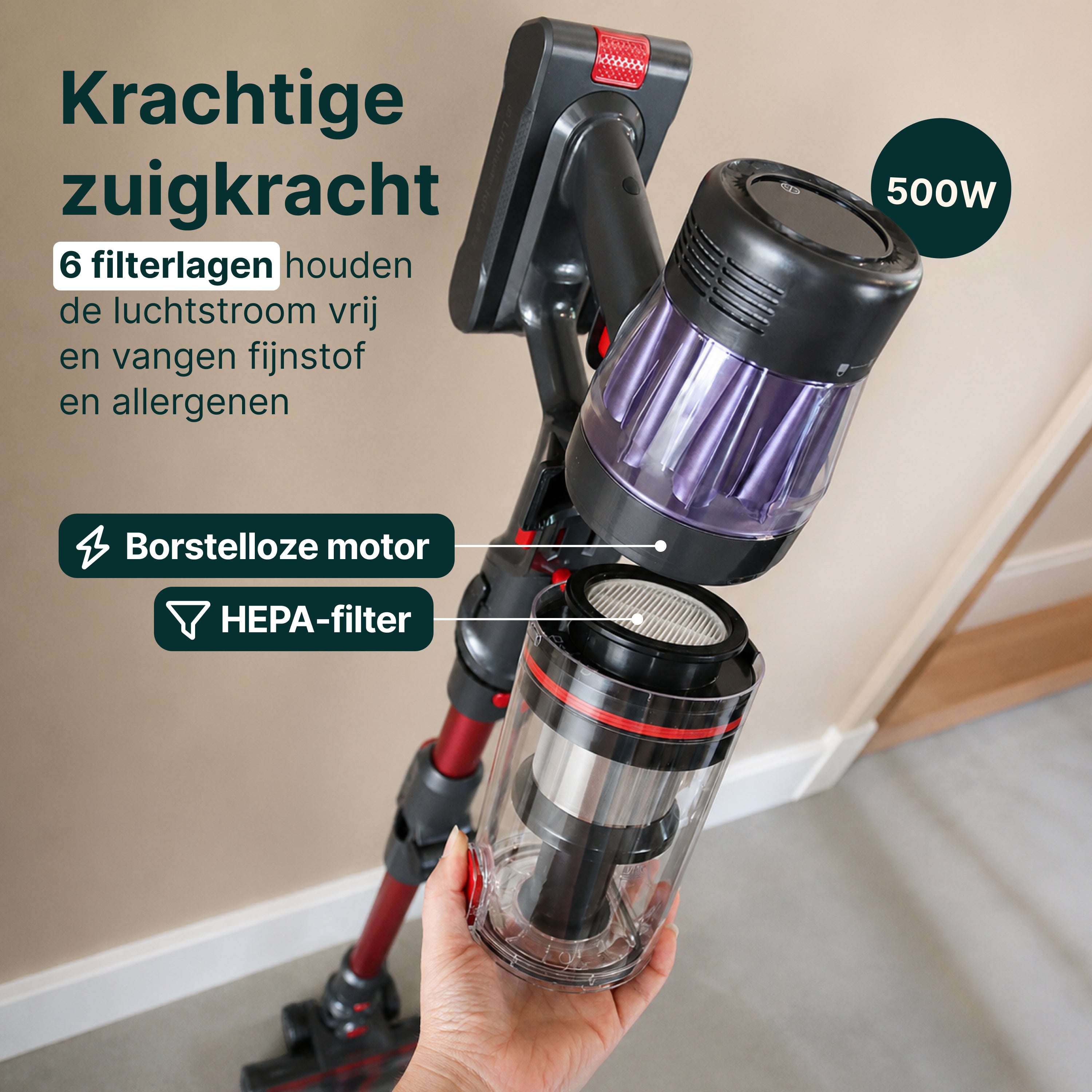 Vivid Green Steelstofzuiger met Dweilfunctie 500W