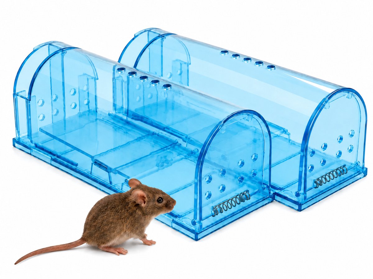 2-Pack Diervriendelijke muizenval voor binnen & buiten - Muizenvallen - Muizenverjager - Mouse trap - Blauw