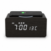Vivid Green Houten Digitale Wekker met Draadloos Opladen - Wekkers Digitaal - Thermometer Functie - Alarm - QI Wireless Charger
