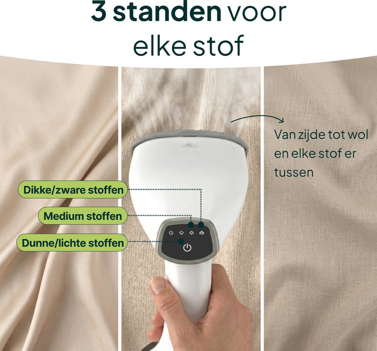 Kledingstomer - Krachtige Handstomer 1800W - Stoomapparaat Kleding - Steamer - Wit - Vivid Green