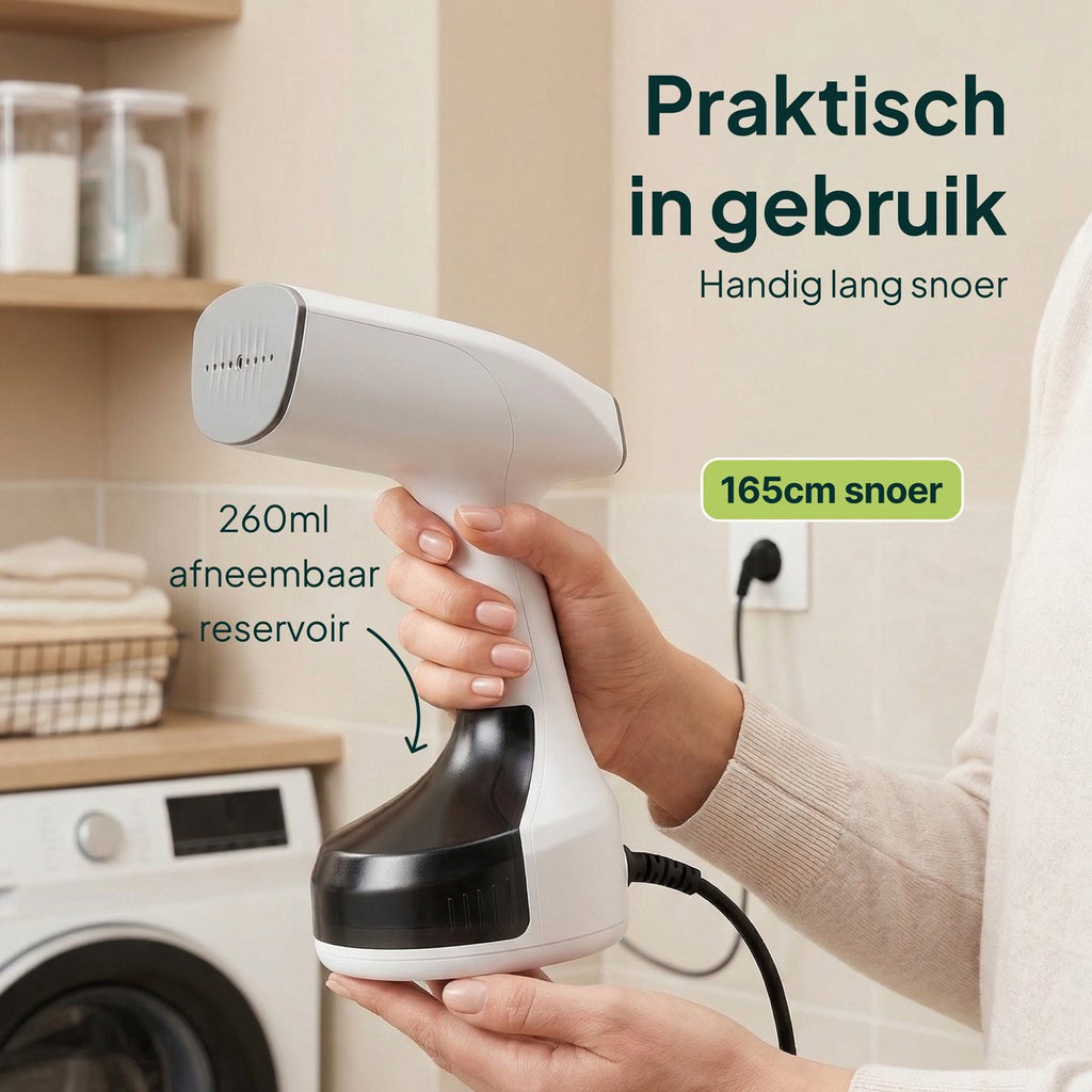 Kledingstomer - Krachtige Handstomer 1800W - Stoomapparaat Kleding - Steamer - Wit - Vivid Green