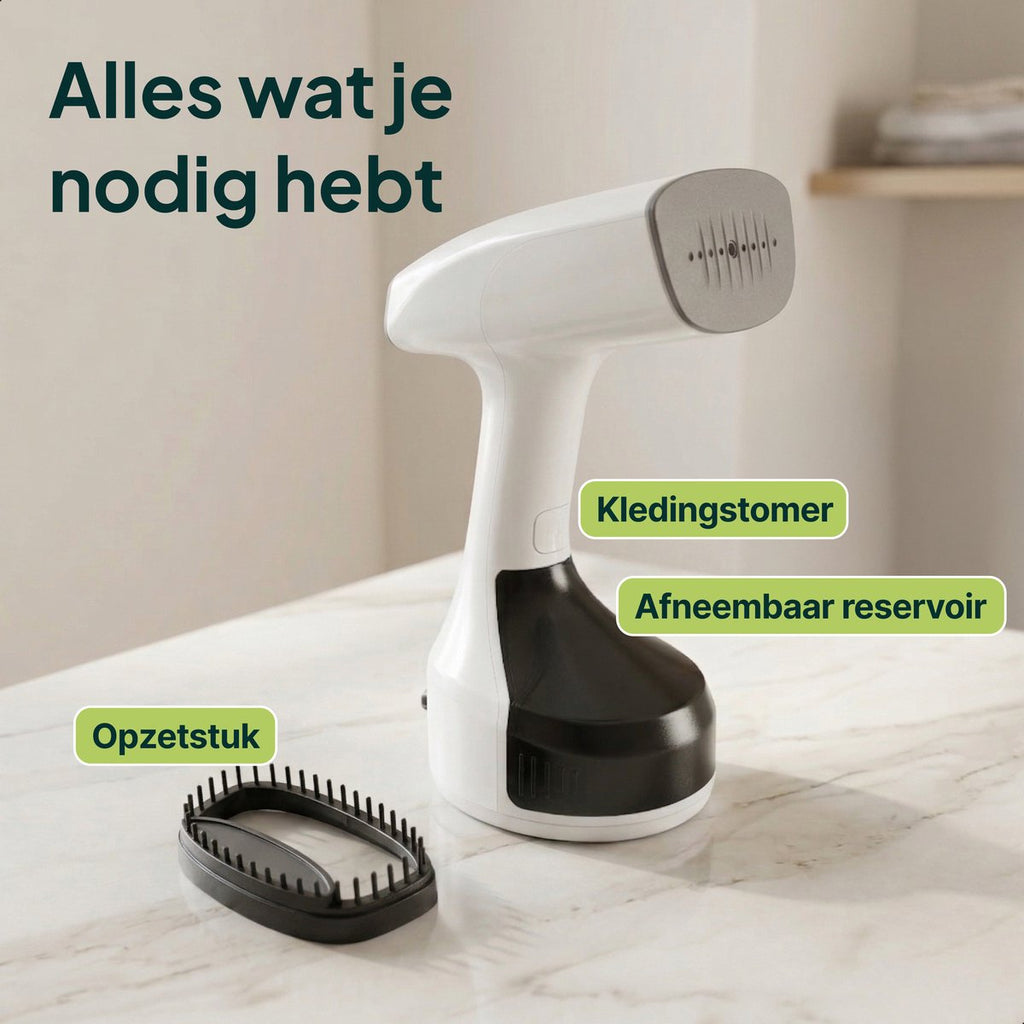 Kledingstomer - Krachtige Handstomer 1800W - Stoomapparaat Kleding - Steamer - Wit - Vivid Green