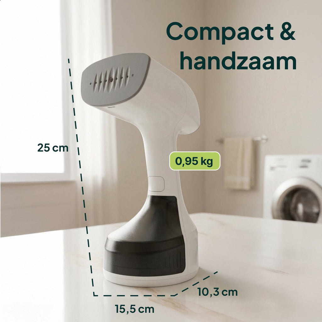 Kledingstomer - Krachtige Handstomer 1800W - Stoomapparaat Kleding - Steamer - Wit - Vivid Green
