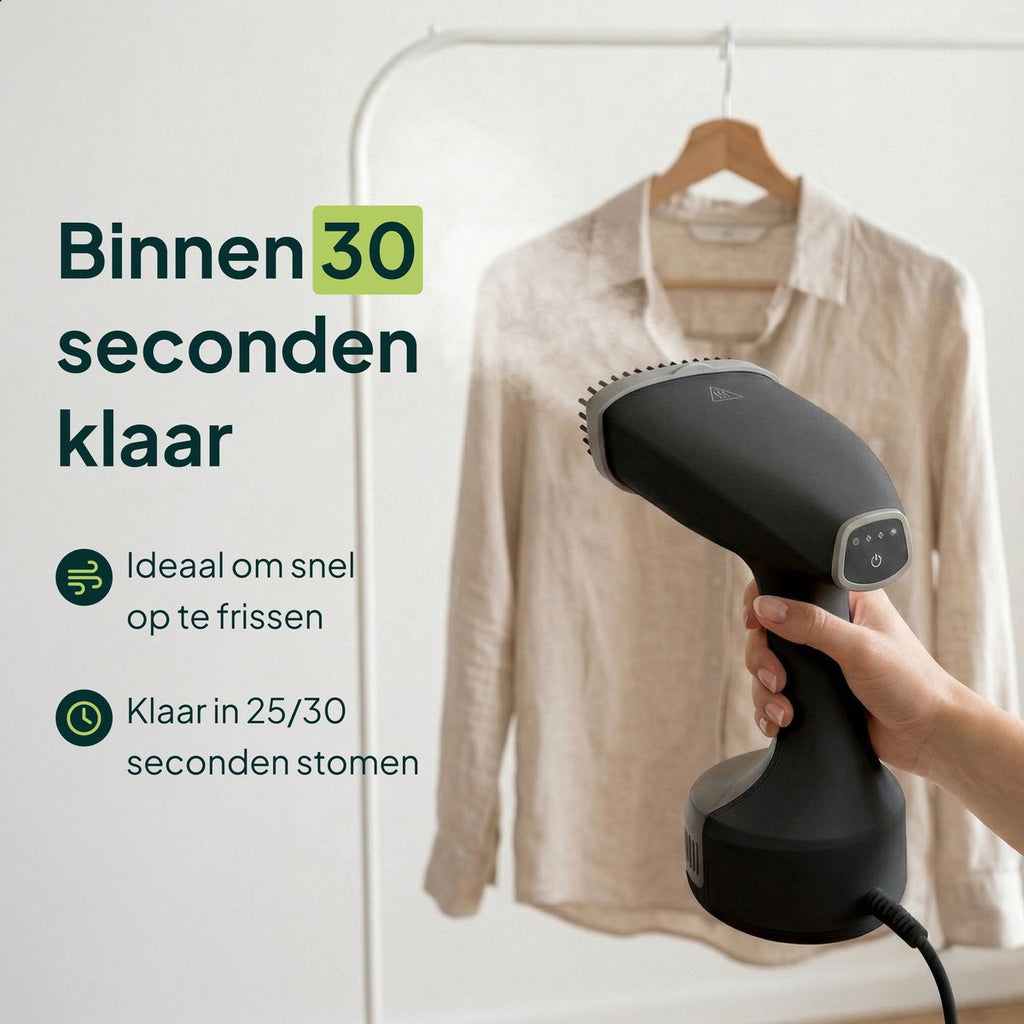 Kledingstomer - Krachtige Handstomer 1800W - Stoomapparaat Kleding - Steamer - Zwart - Vivid Green