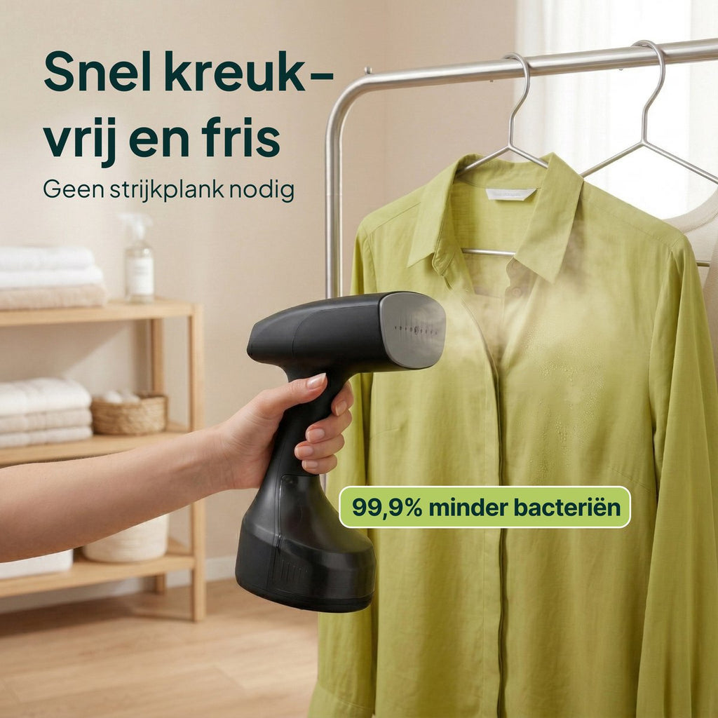 Kledingstomer - Krachtige Handstomer 1800W - Stoomapparaat Kleding - Steamer - Zwart - Vivid Green
