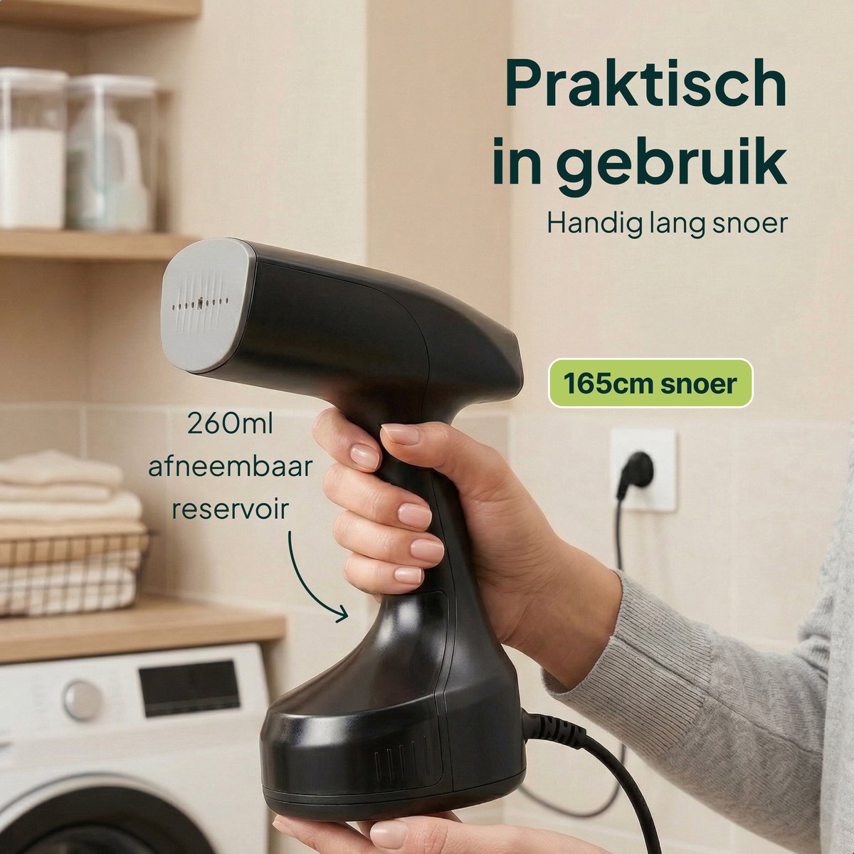 Kledingstomer - Krachtige Handstomer 1800W - Stoomapparaat Kleding - Steamer - Zwart - Vivid Green