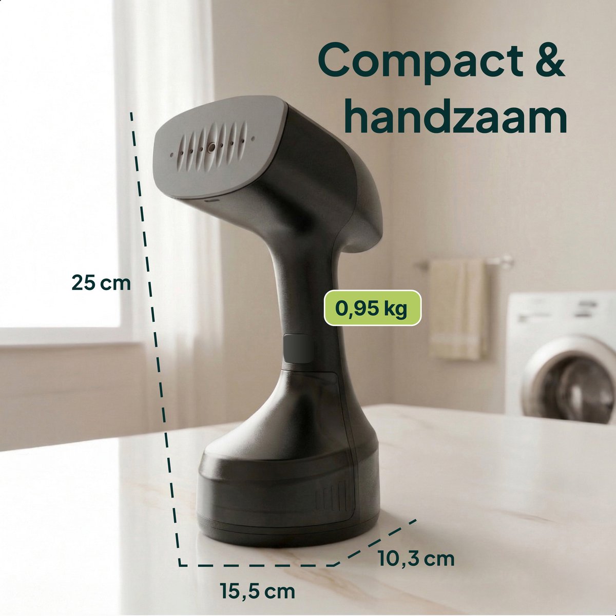 Kledingstomer - Krachtige Handstomer 1800W - Stoomapparaat Kleding - Steamer - Zwart - Vivid Green